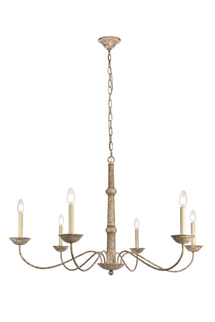 Living District Merritt 6 Light 39.8" Weathered Dove Chandelier