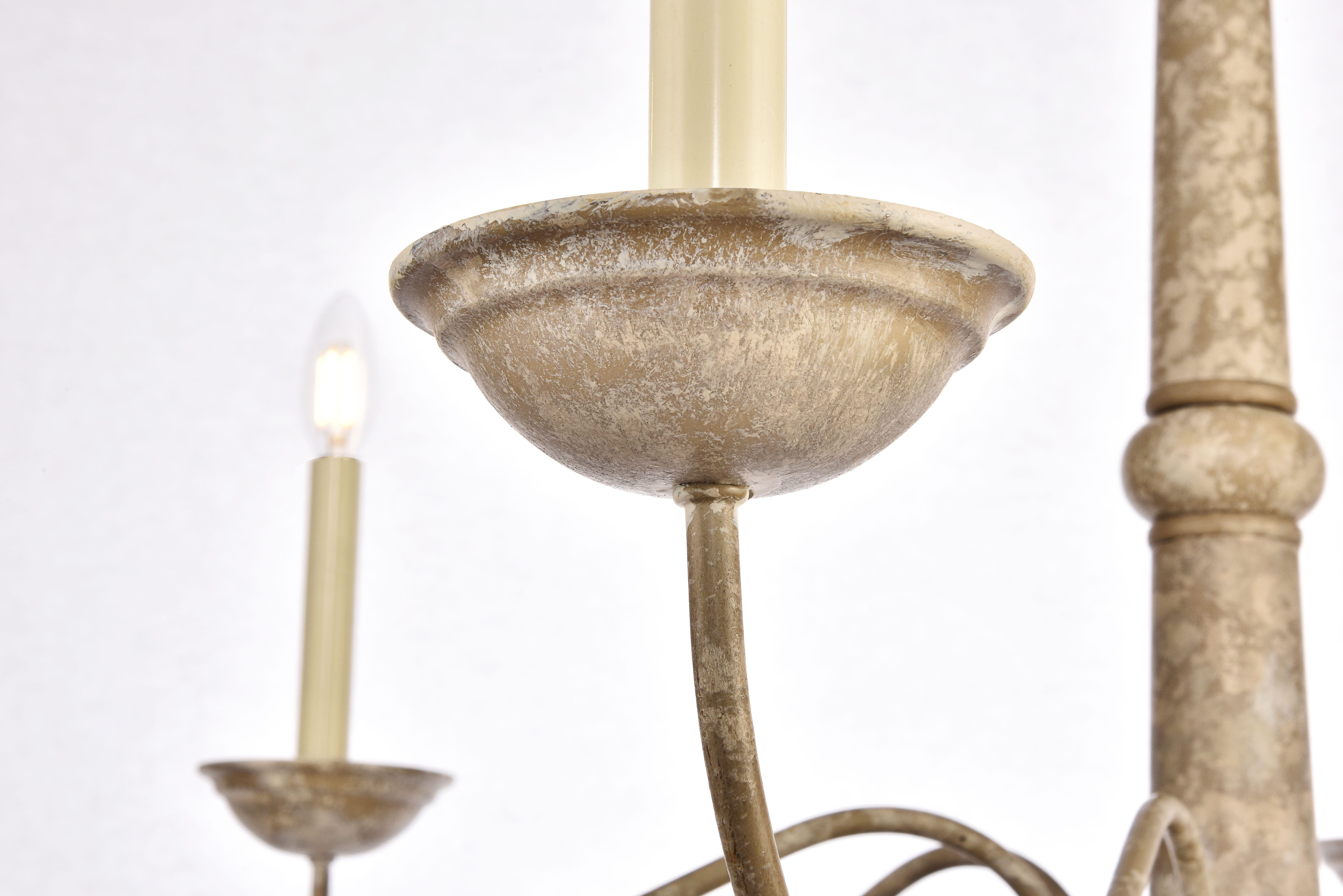 Living District Merritt 6 Light 39.8" Weathered Dove Chandelier, , large