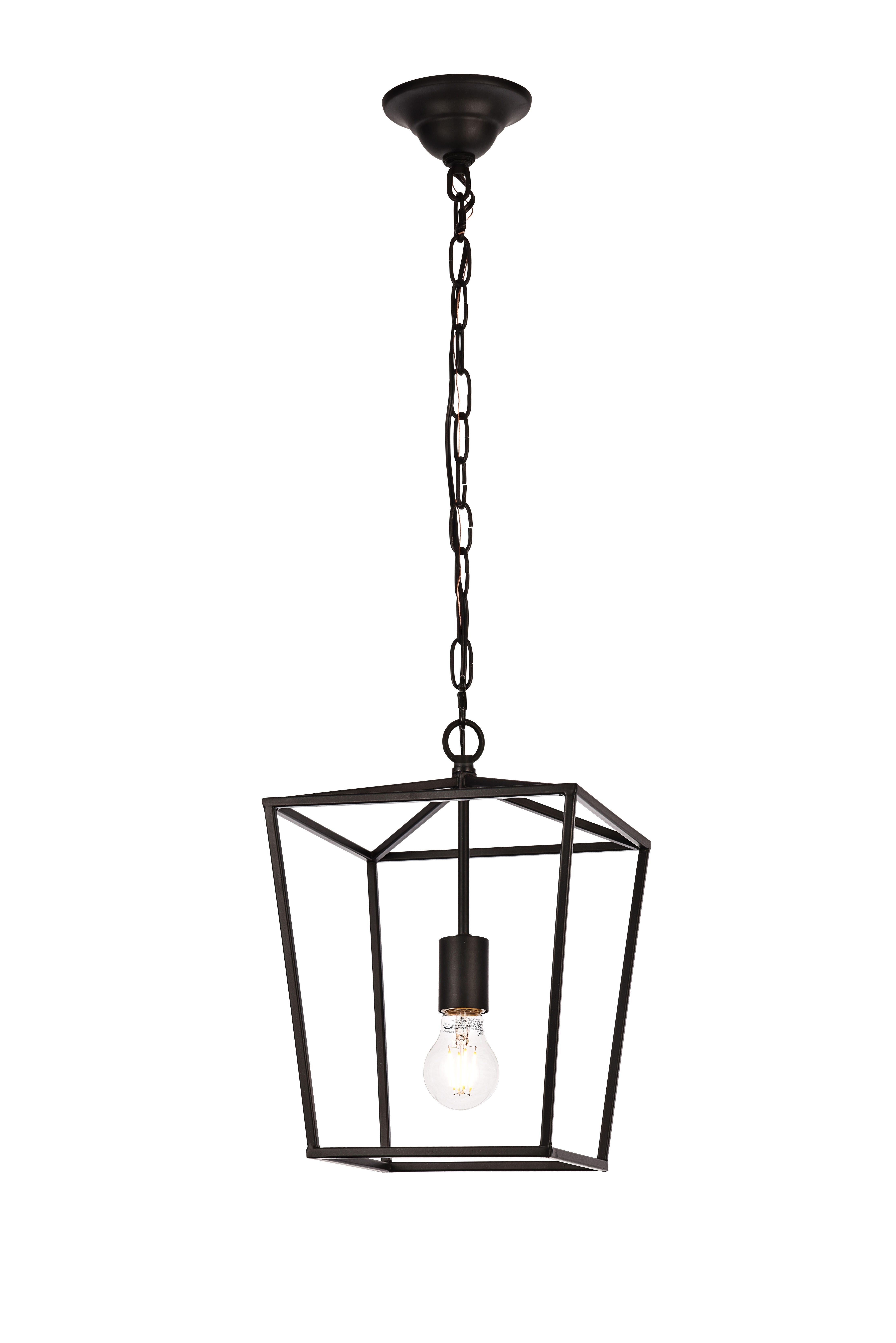 Living District Maddox 1 Light Black Pendant, Black, large