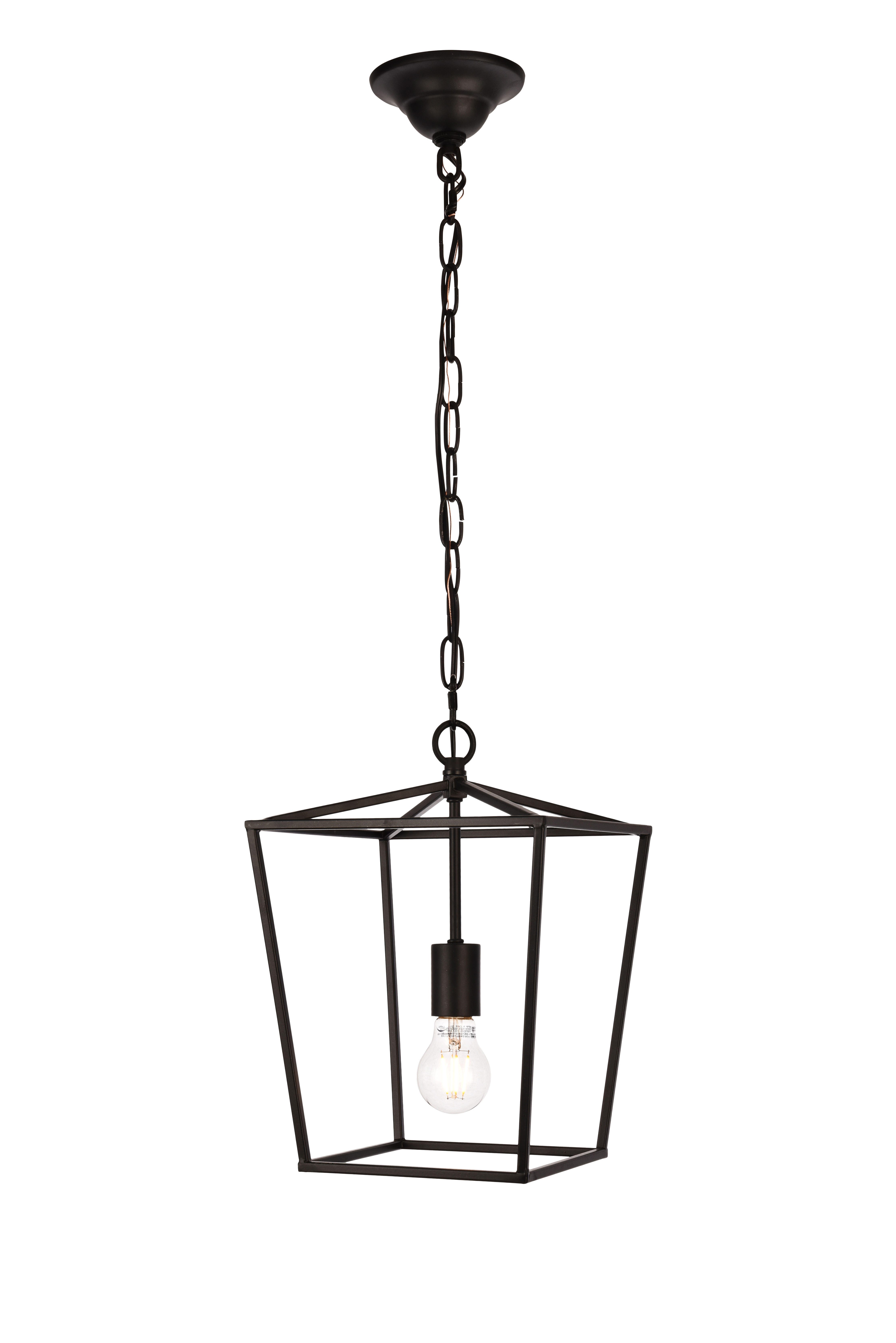 Living District Maddox 1 Light Black Pendant, Black, large
