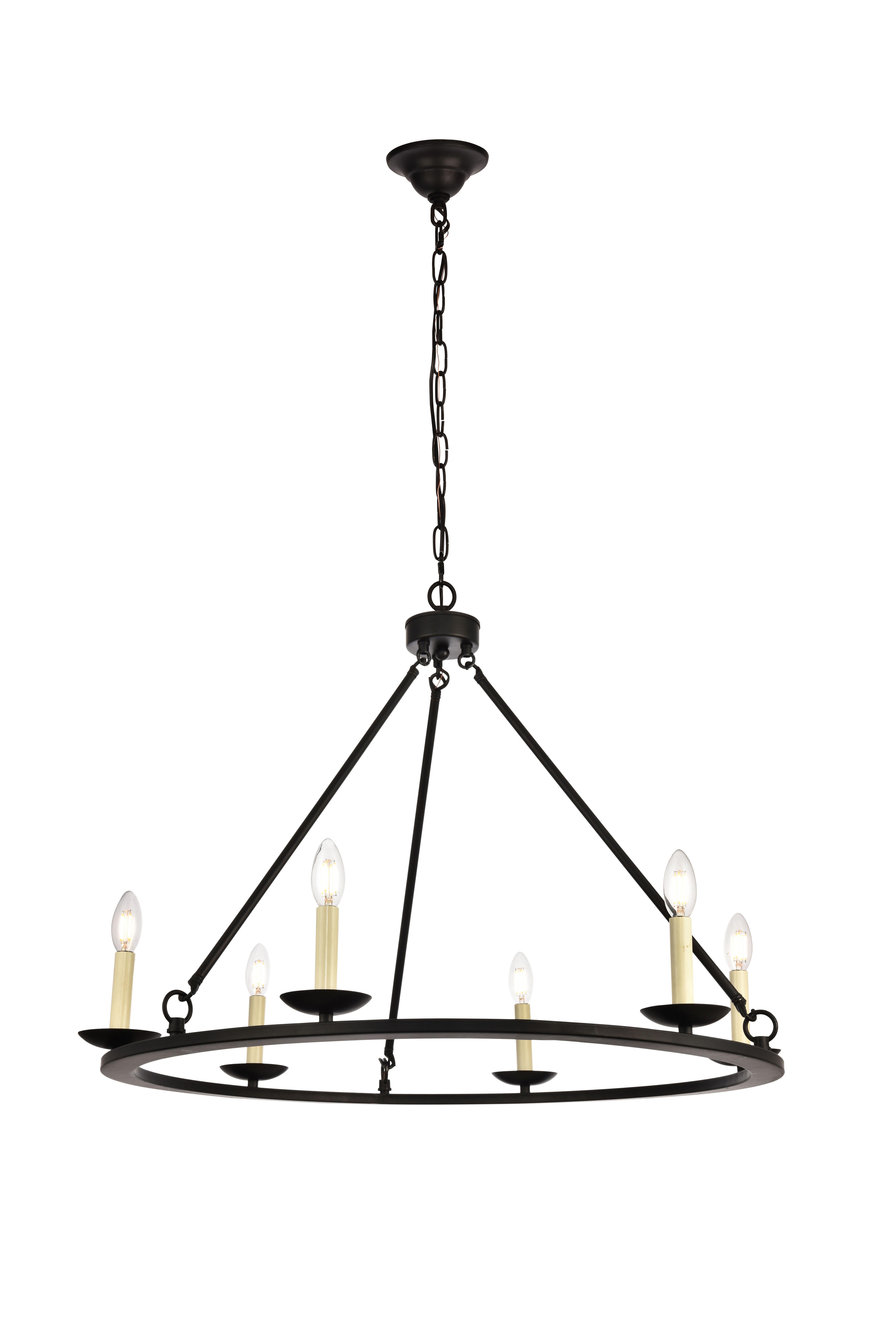 Living District Maine 6 Light Black Chandelier, , large