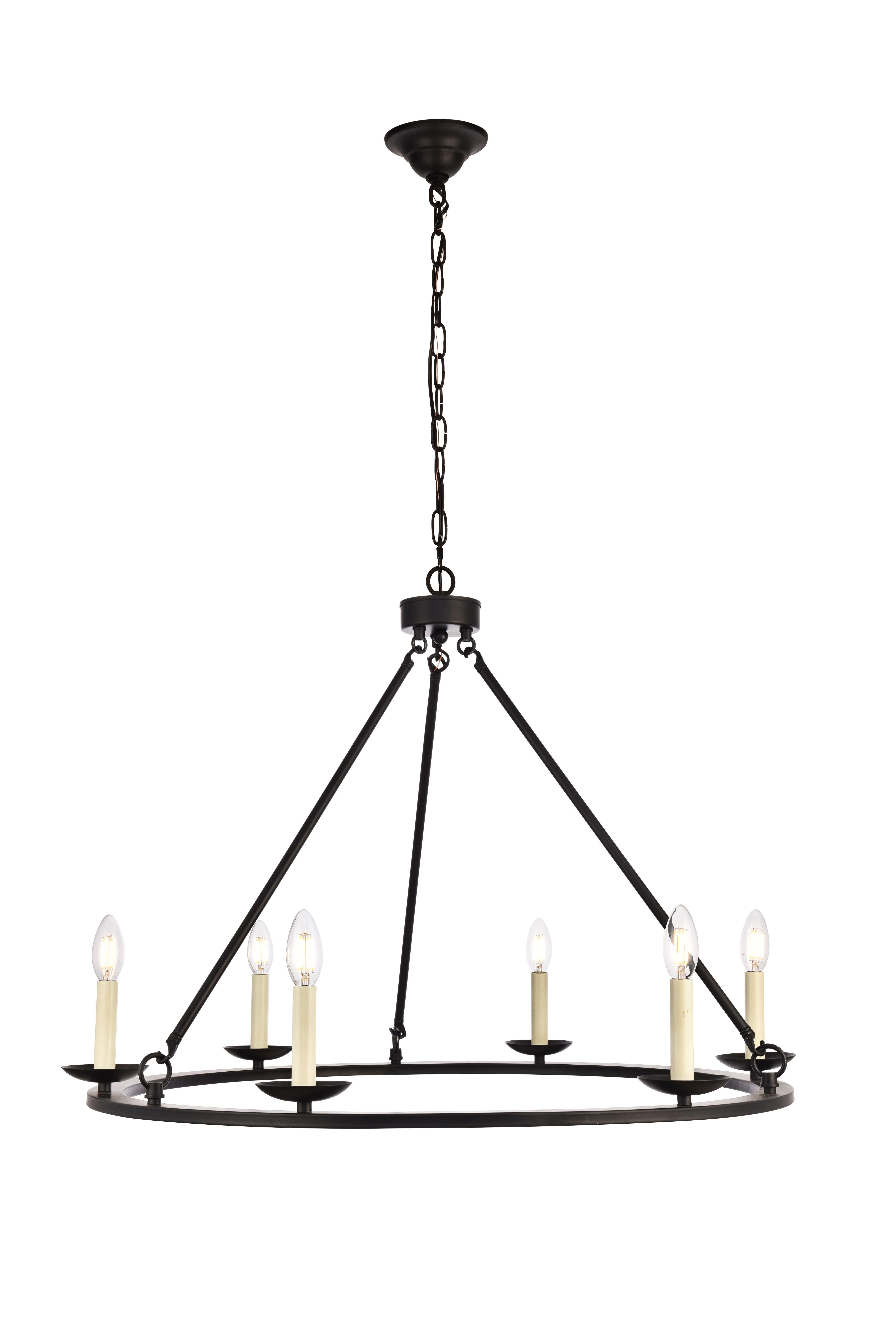 Living District Maine 6 Light Black Chandelier, , large