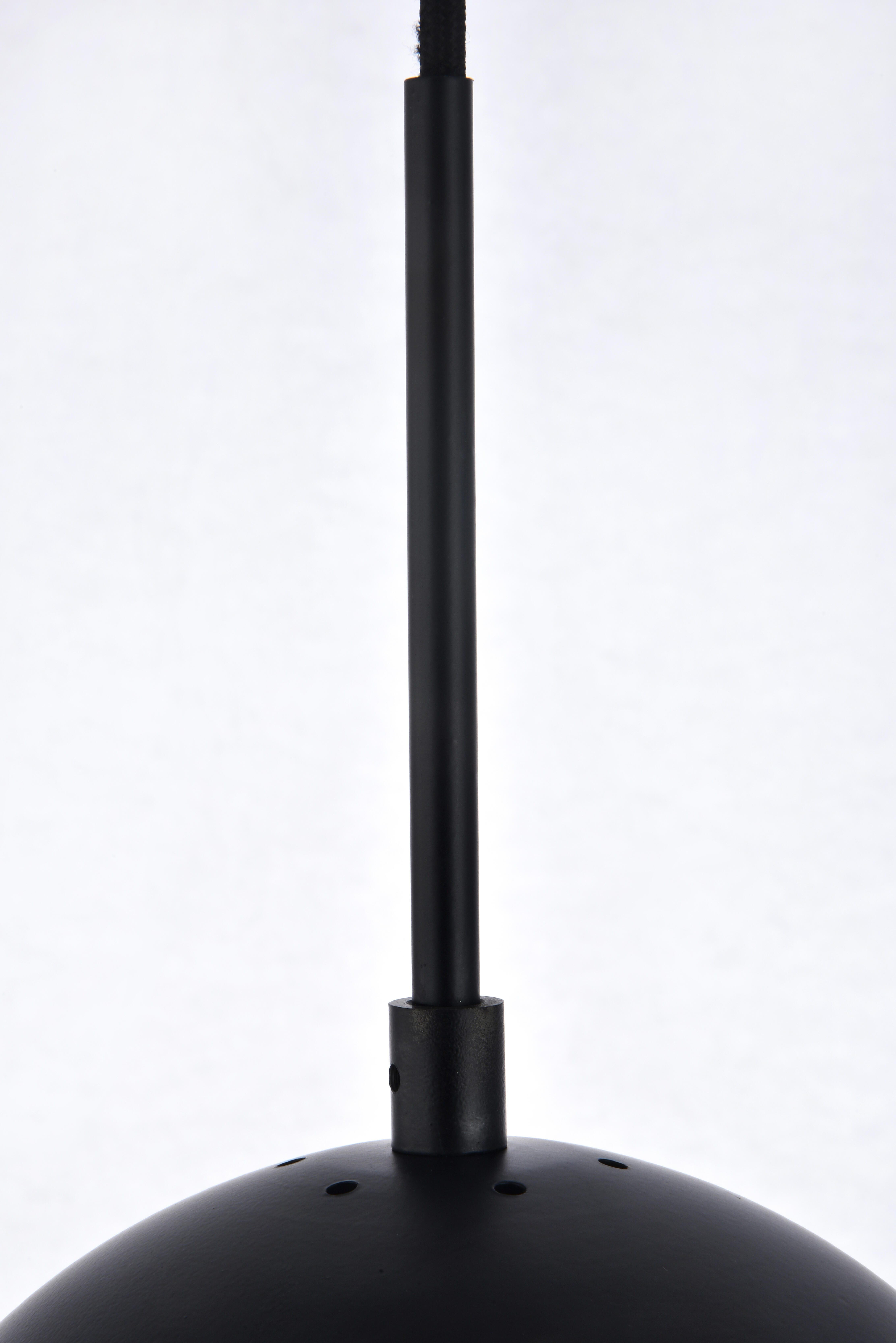Living District Eclipse 1 Light Black Pendant With Frosted White Glass, Black/Frosted White, large