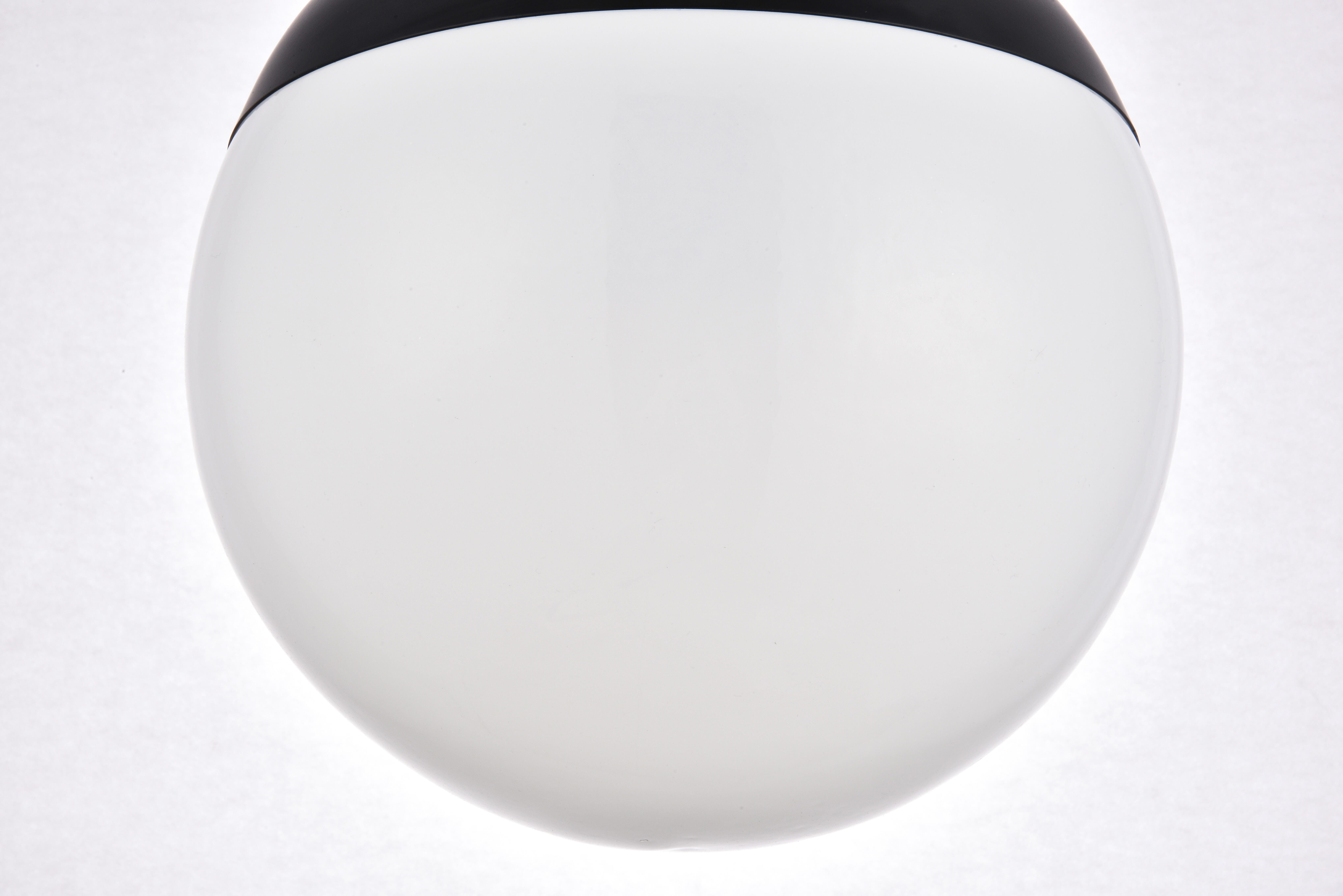 Living District Eclipse 1 Light Black Pendant With Frosted White Glass, Black/Frosted White, large