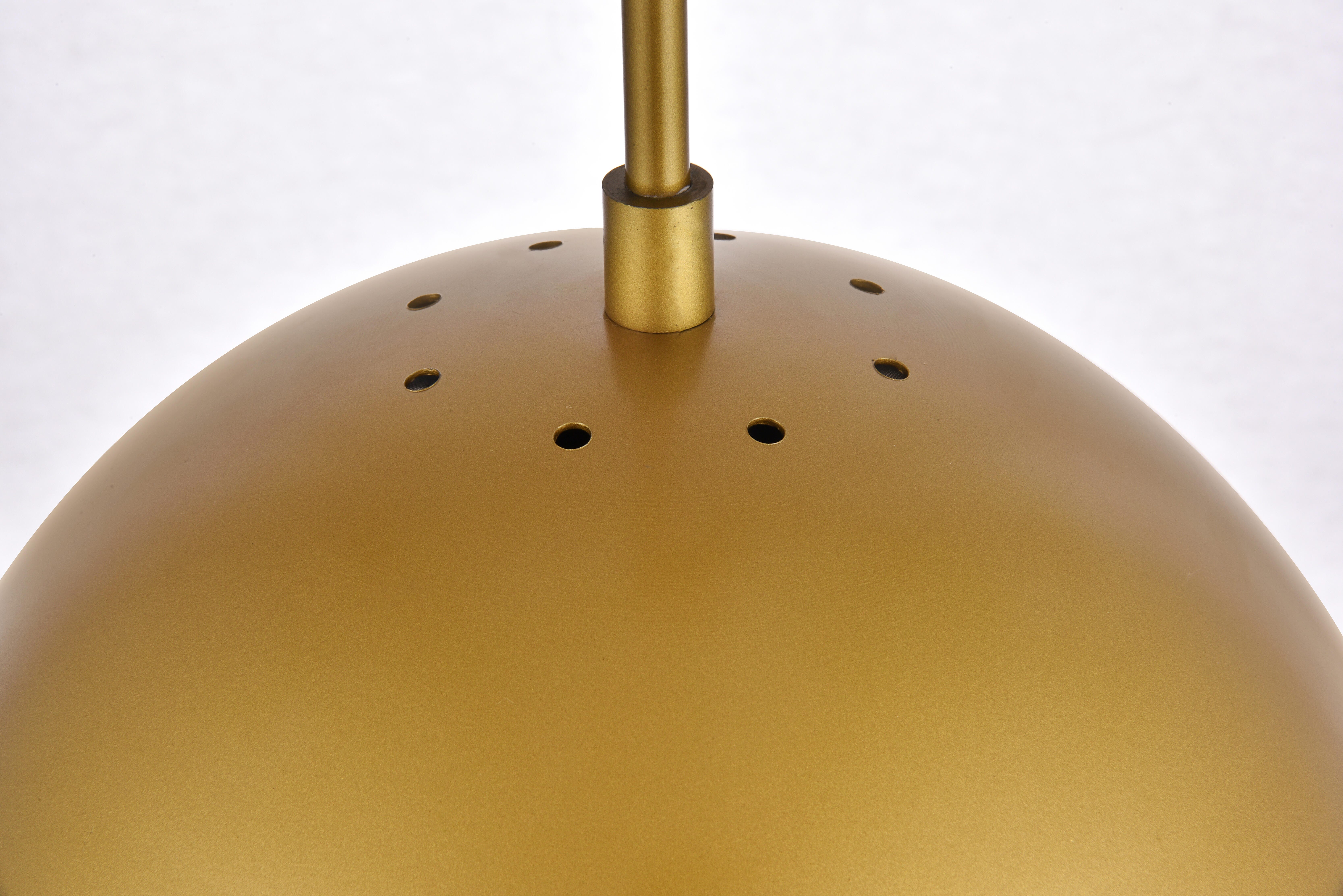 Living District Eclipse 1 Light Brass Pendant With Frosted White Glass, Brass/Frosted White, large