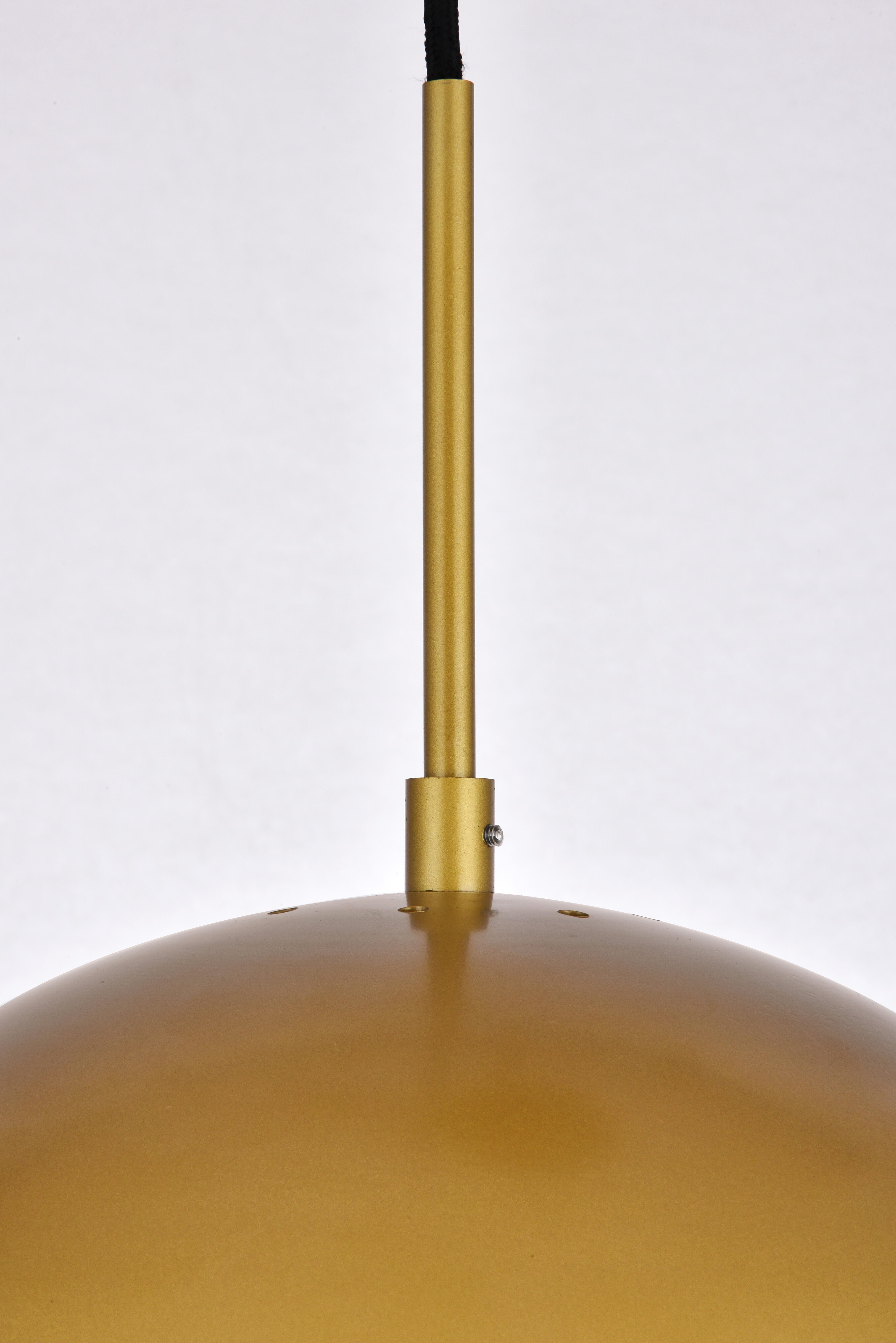 Living District Eclipse 1 Light Brass Pendant With Frosted White Glass, Brass/Frosted White, large