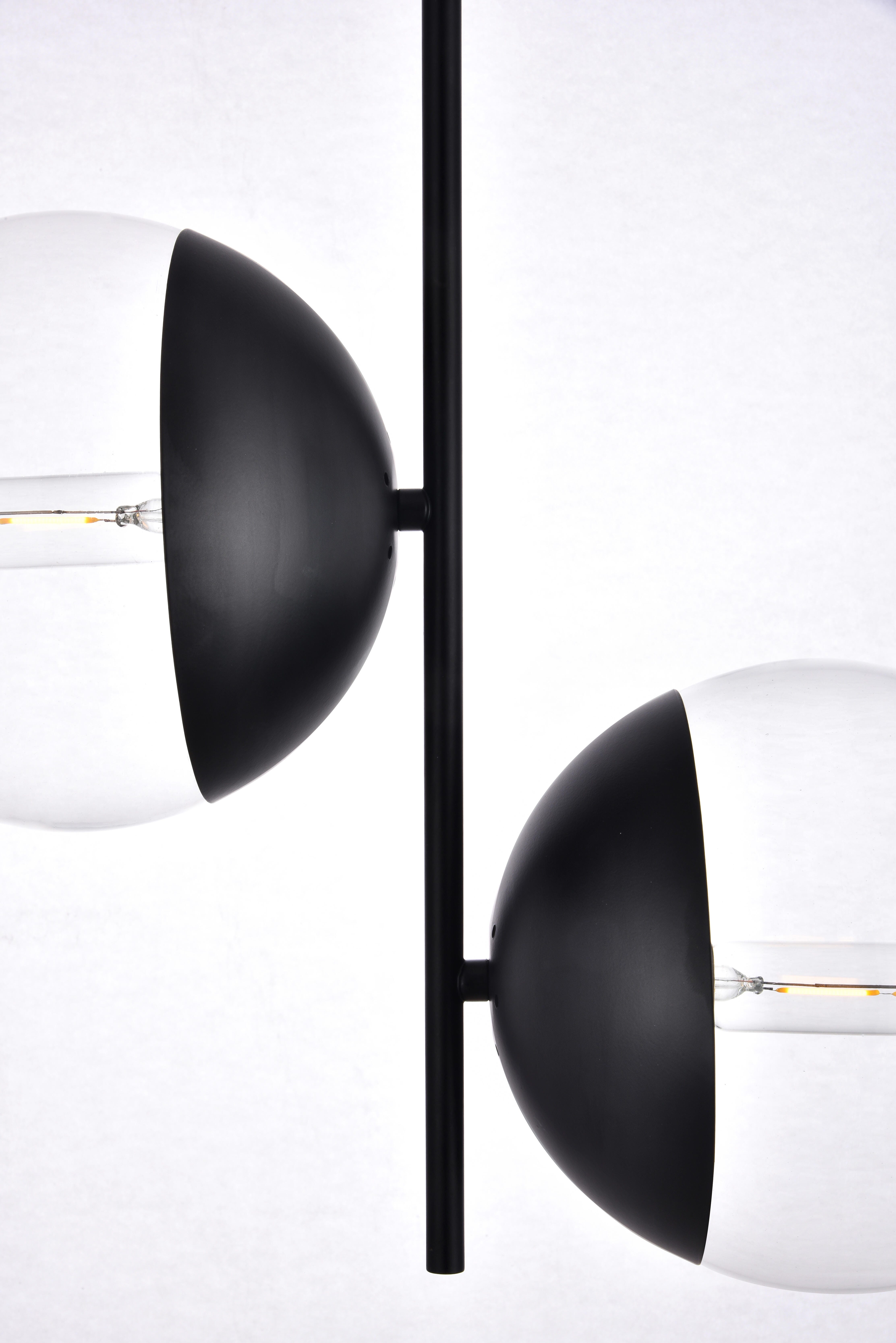Living District Eclipse 2 Lights Black Pendant With Clear Glass, , large