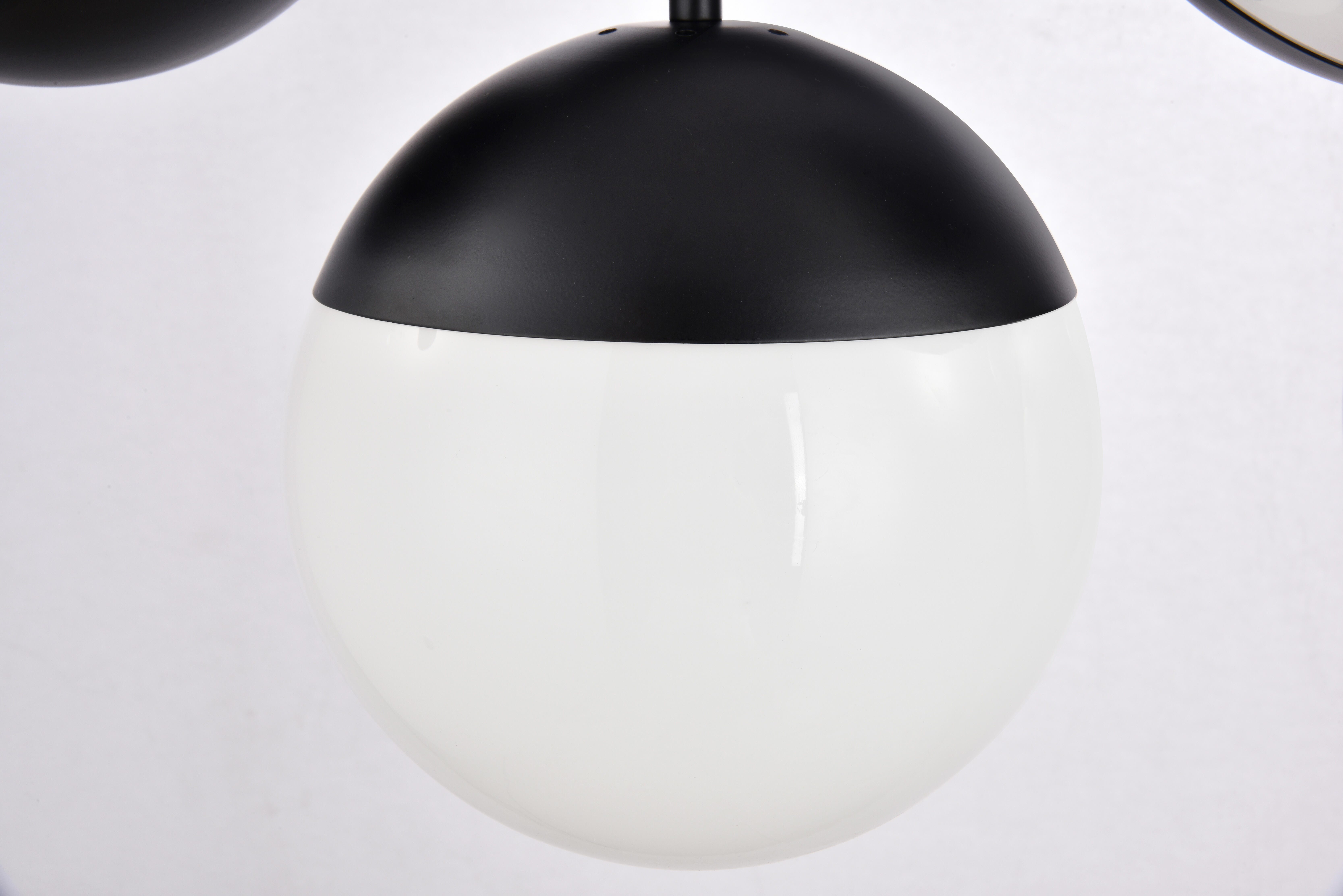 Living District Eclipse 7 Lights Black Pendant With Frosted White Glass, Black/Frosted White, large
