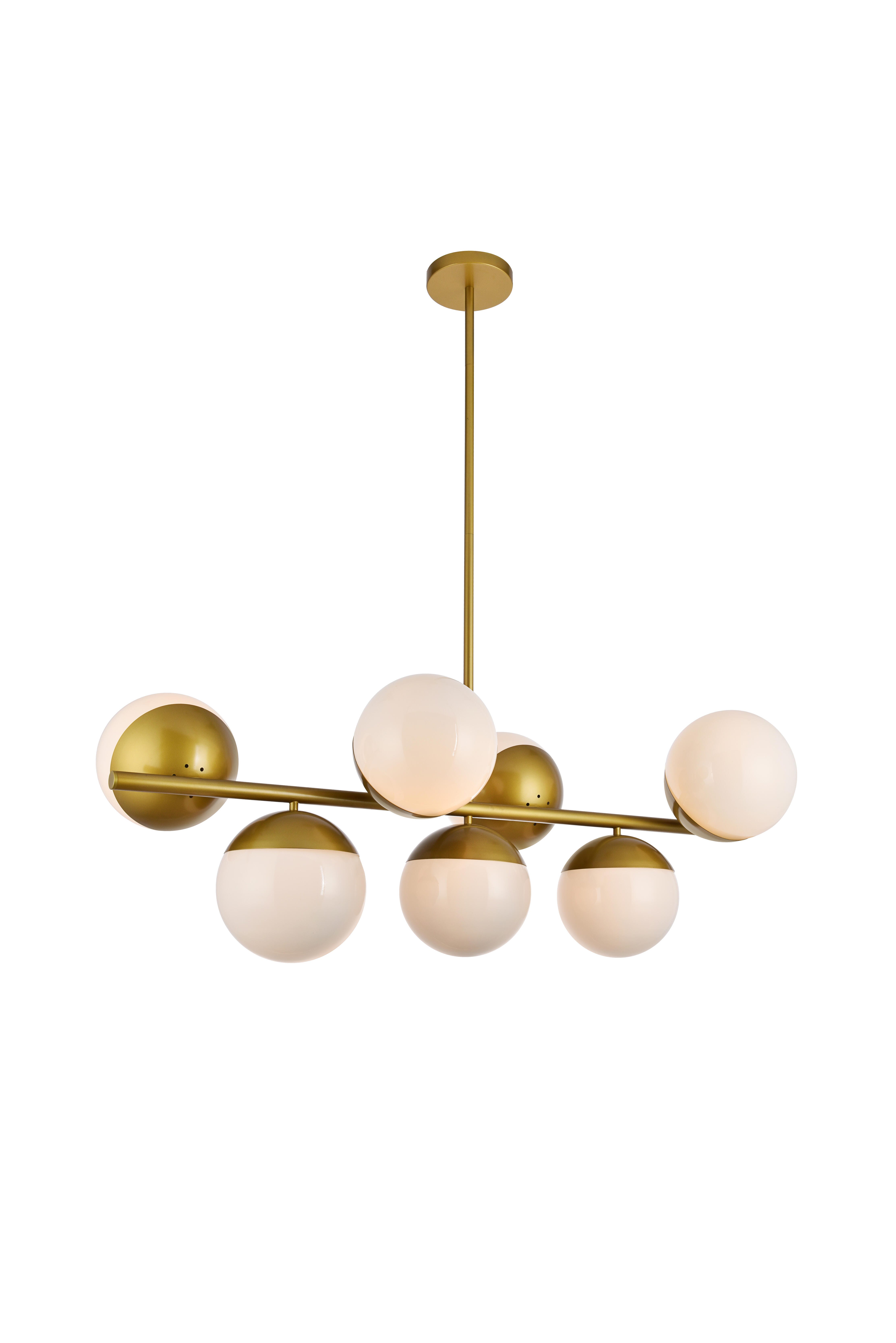 Living District Eclipse 7 Lights Brass Pendant With Frosted White Glass, , large