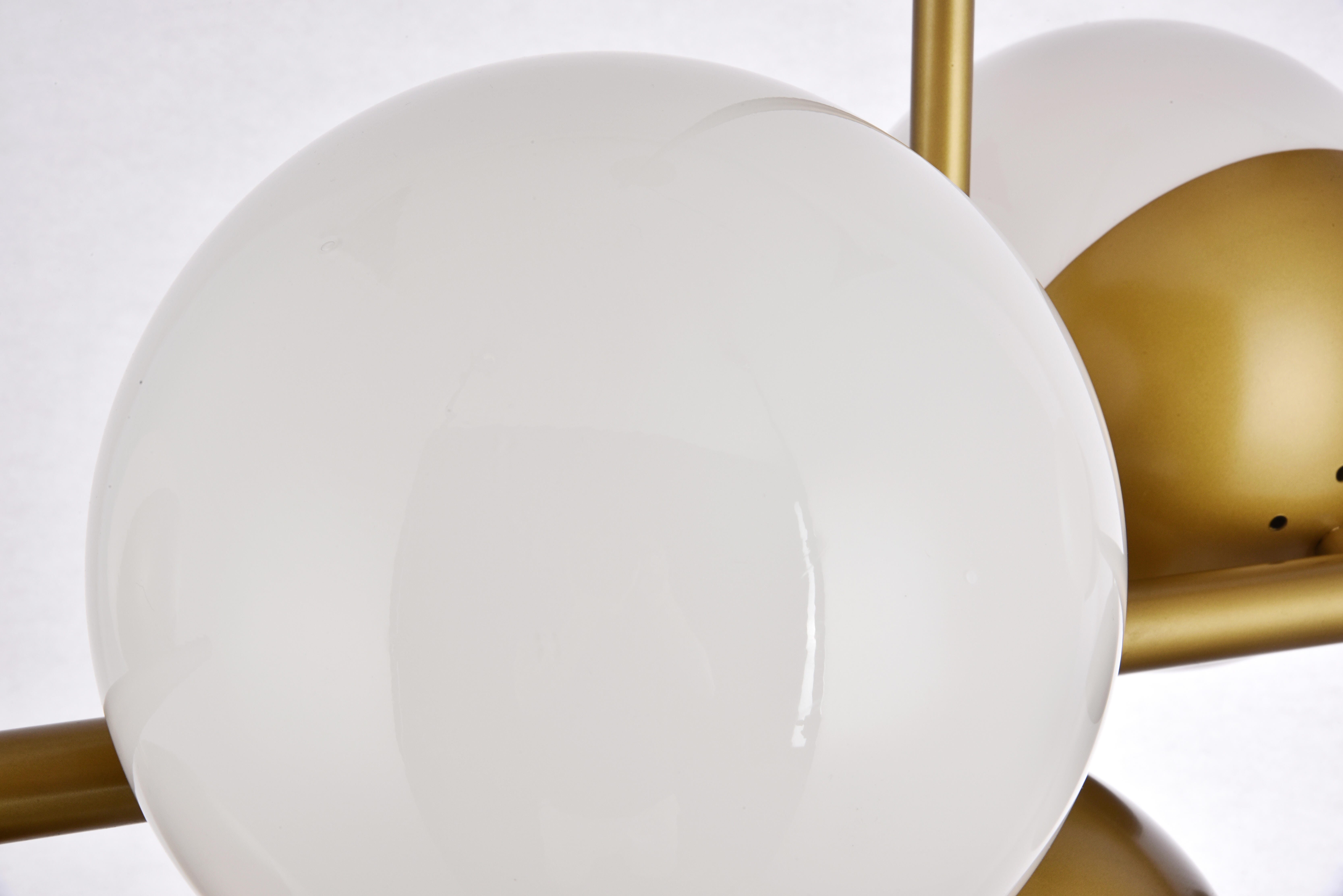 Living District Eclipse 7 Lights Brass Pendant With Frosted White Glass, , large