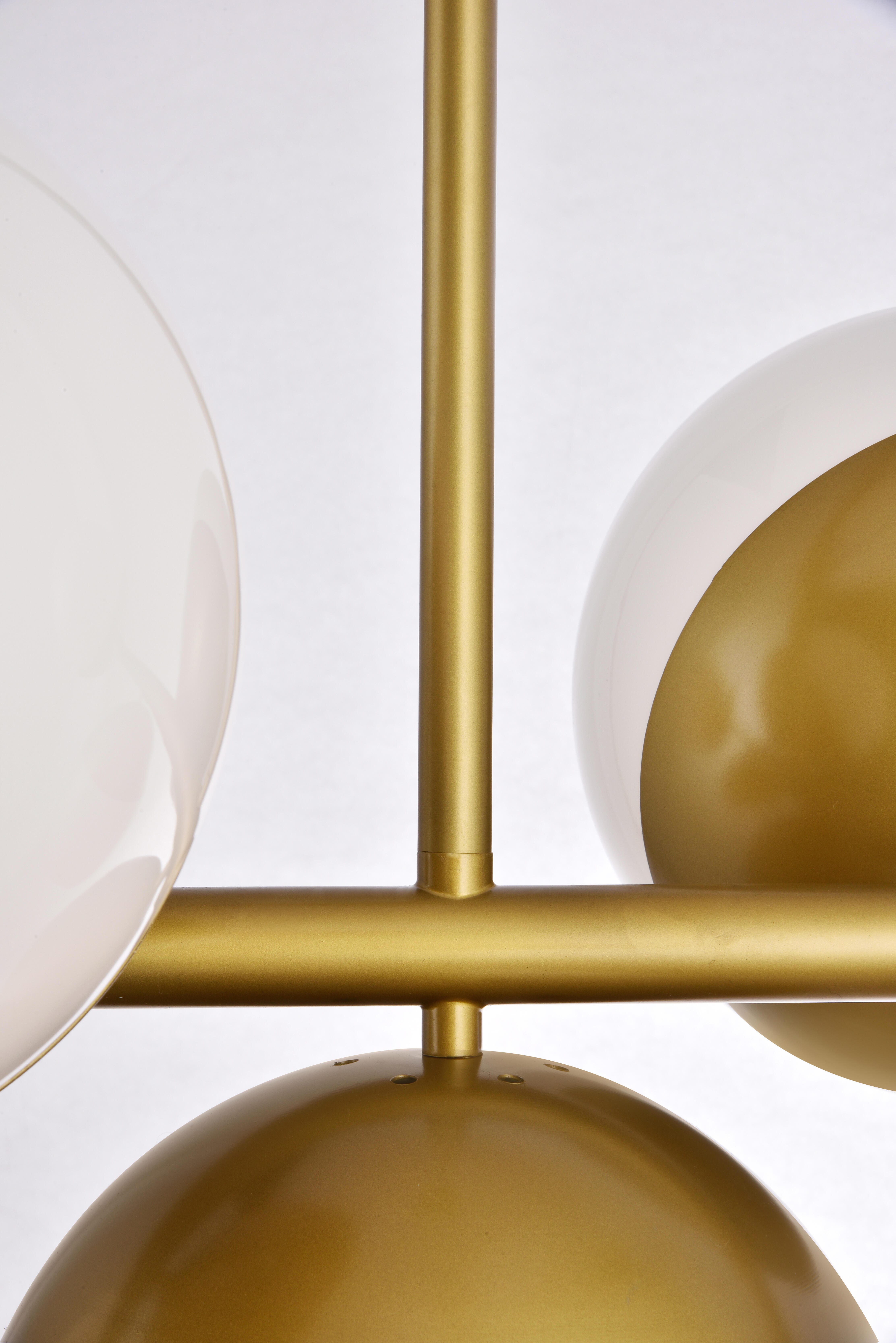 Living District Eclipse 7 Lights Brass Pendant With Frosted White Glass, , large