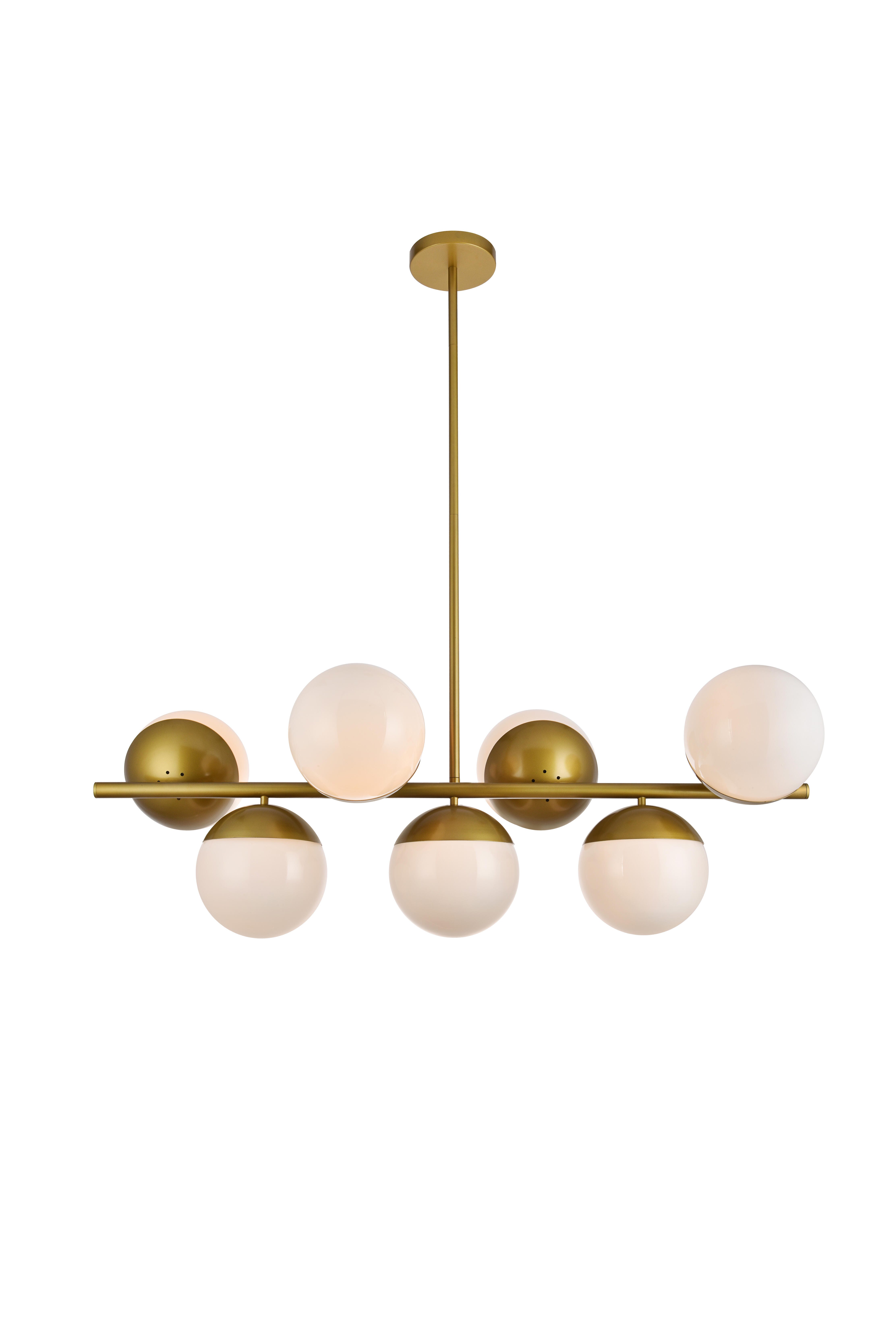 Living District Eclipse 7 Lights Brass Pendant With Frosted White Glass, , large