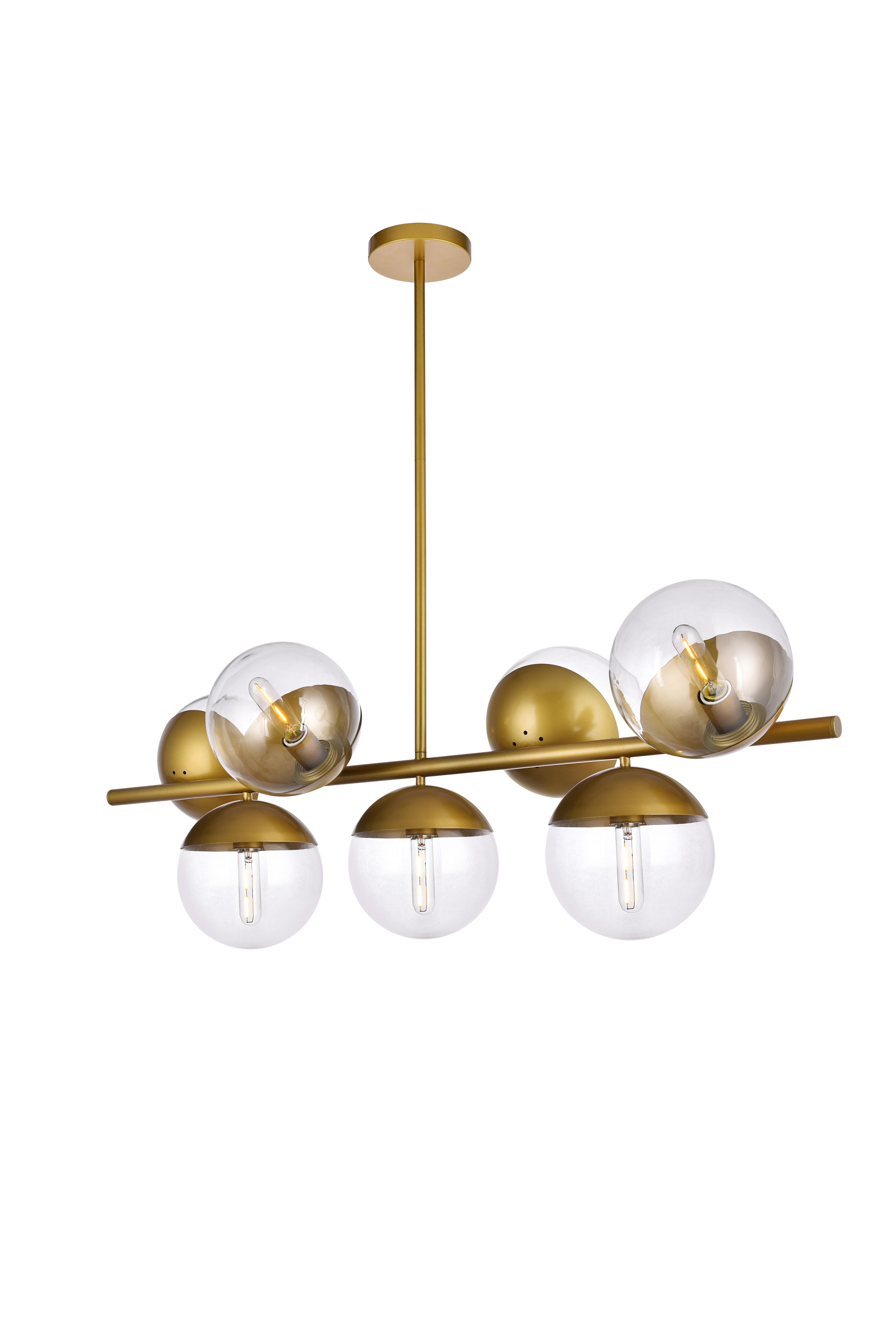 Living District Eclipse 7 Lights Brass Pendant With Clear Glass, , large