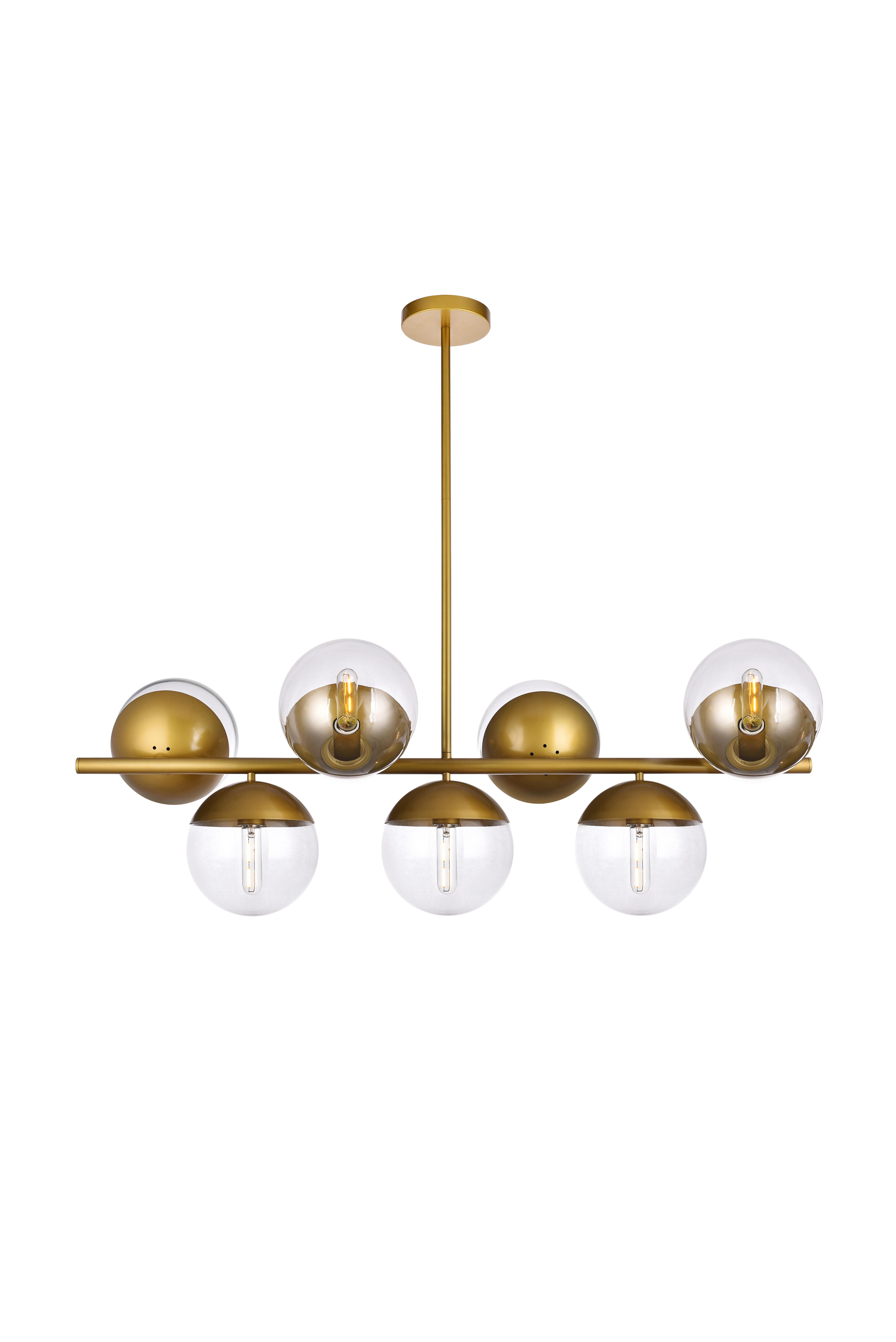 Living District Eclipse 7 Lights Brass Pendant With Clear Glass, , large