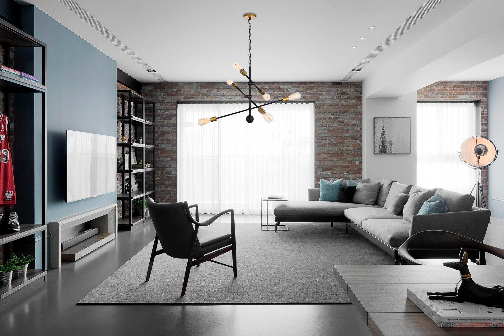 Living District Axel 6 Lights Black Pendant, , rollover