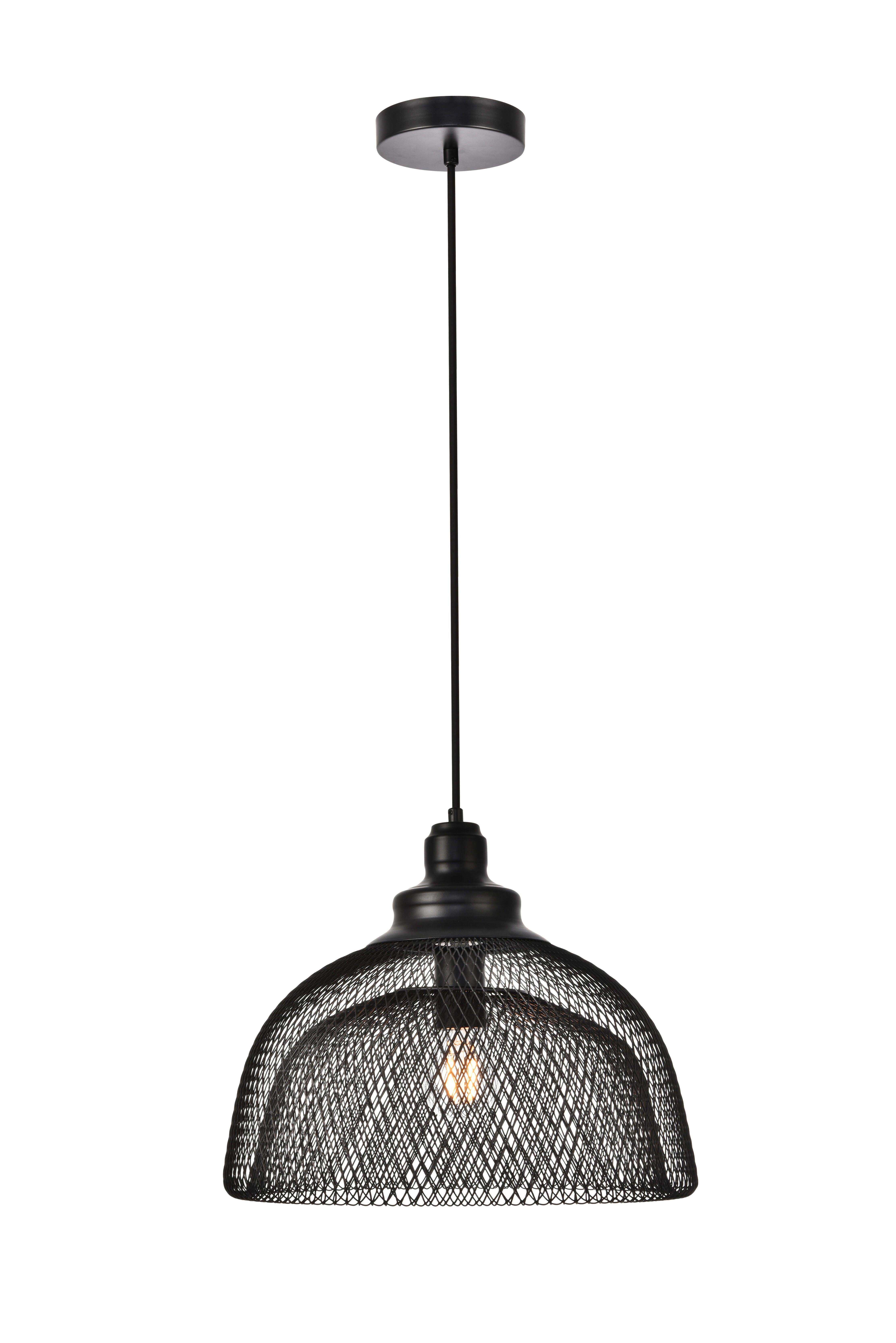Living District Warren Collection Pendant D13.5In H11In Lt:1 Black Finish, , large