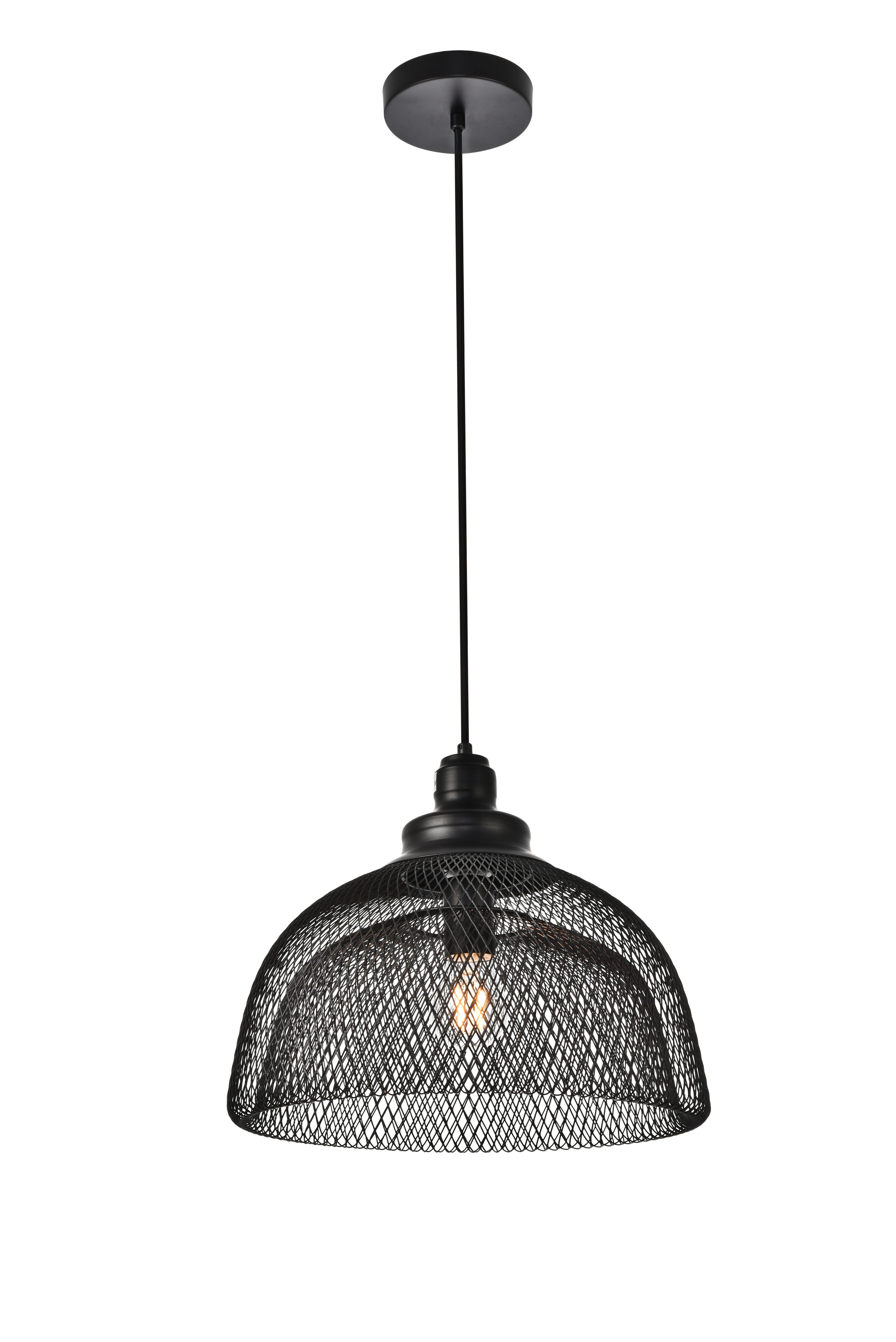 Living District Warren Collection Pendant D13.5In H11In Lt:1 Black Finish, , large
