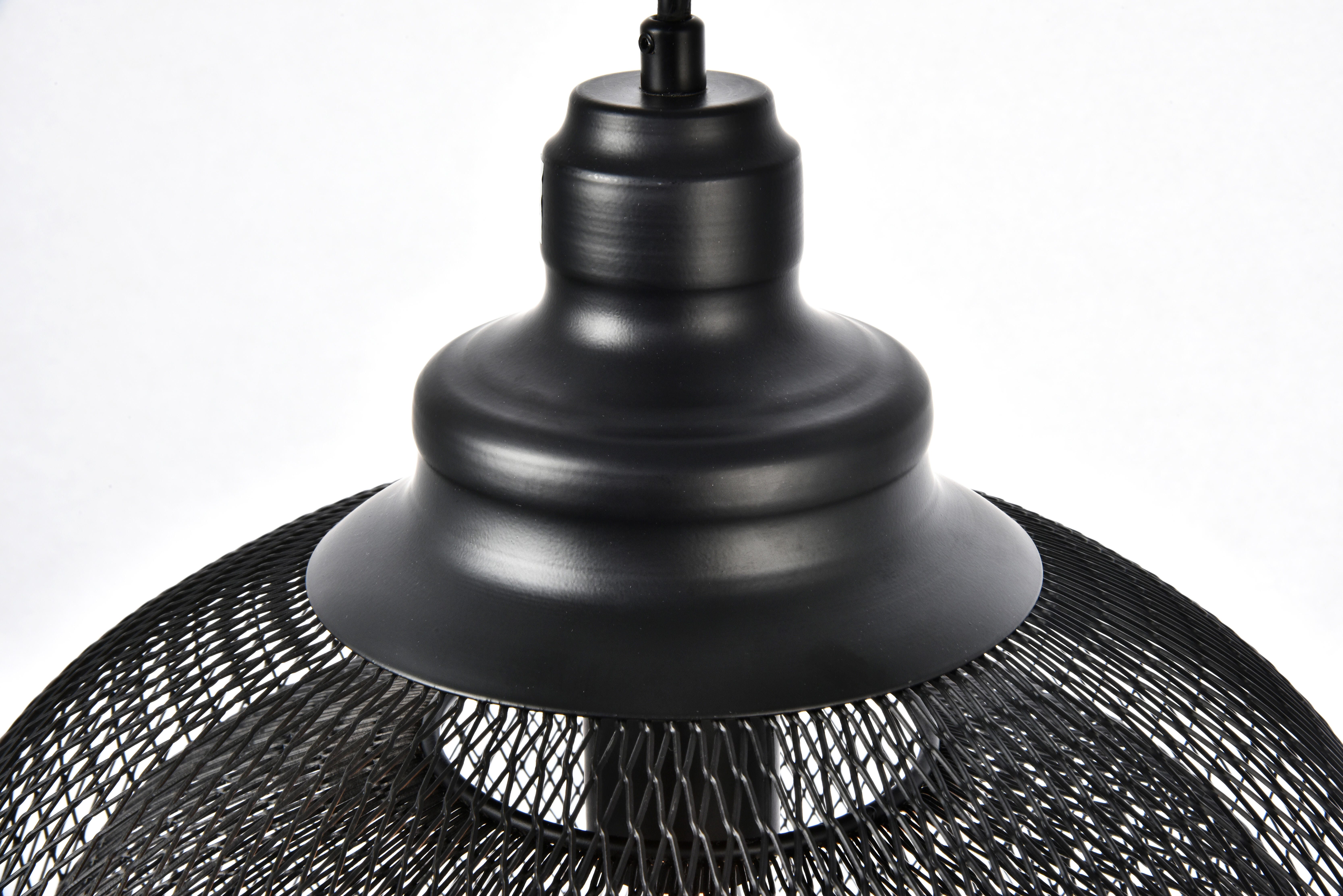 Living District Warren Collection Pendant D13.5In H11In Lt:1 Black Finish, , large