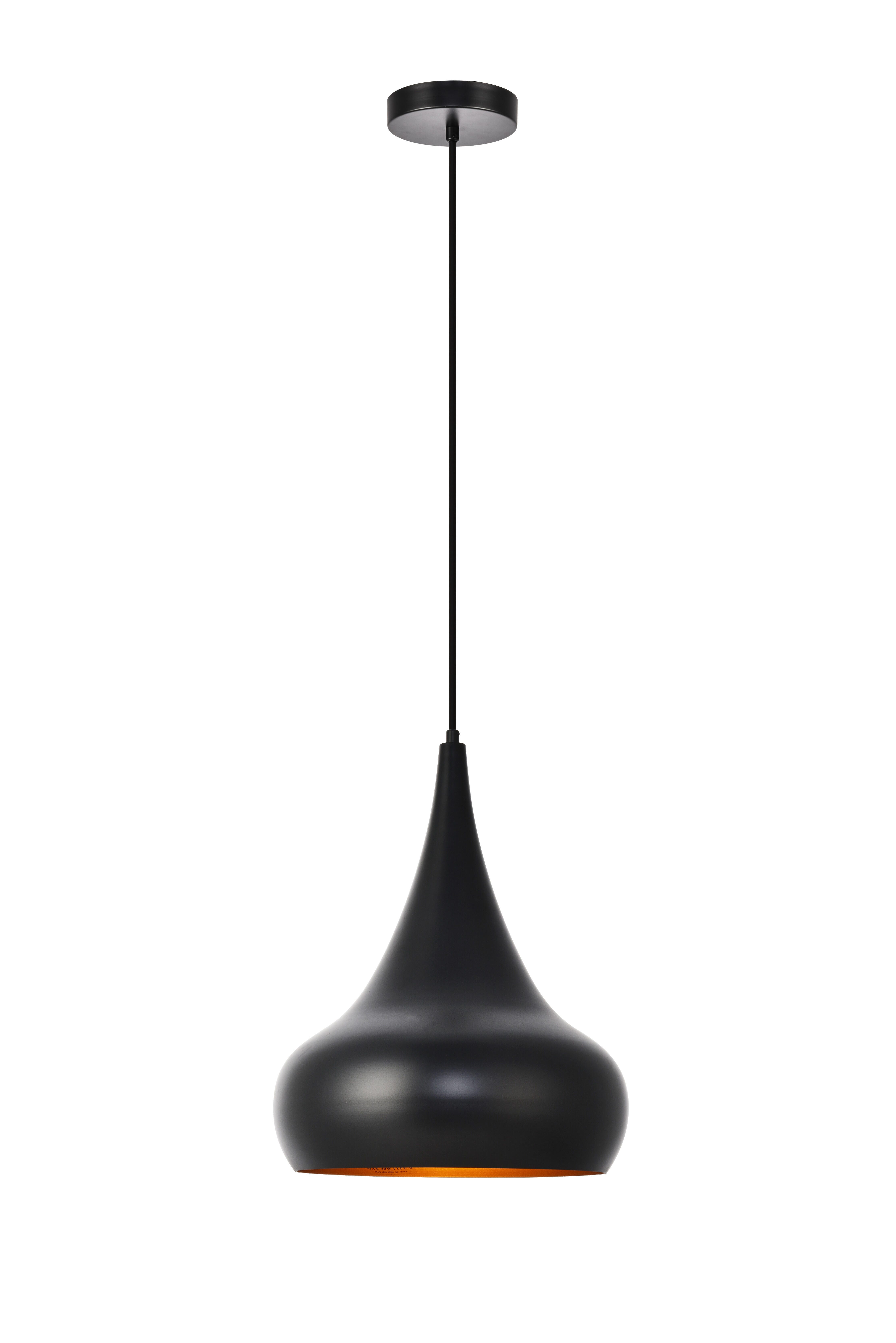 Living District Circa Collection Pendant D11.5In H15In Lt:1 Black Finish, , large
