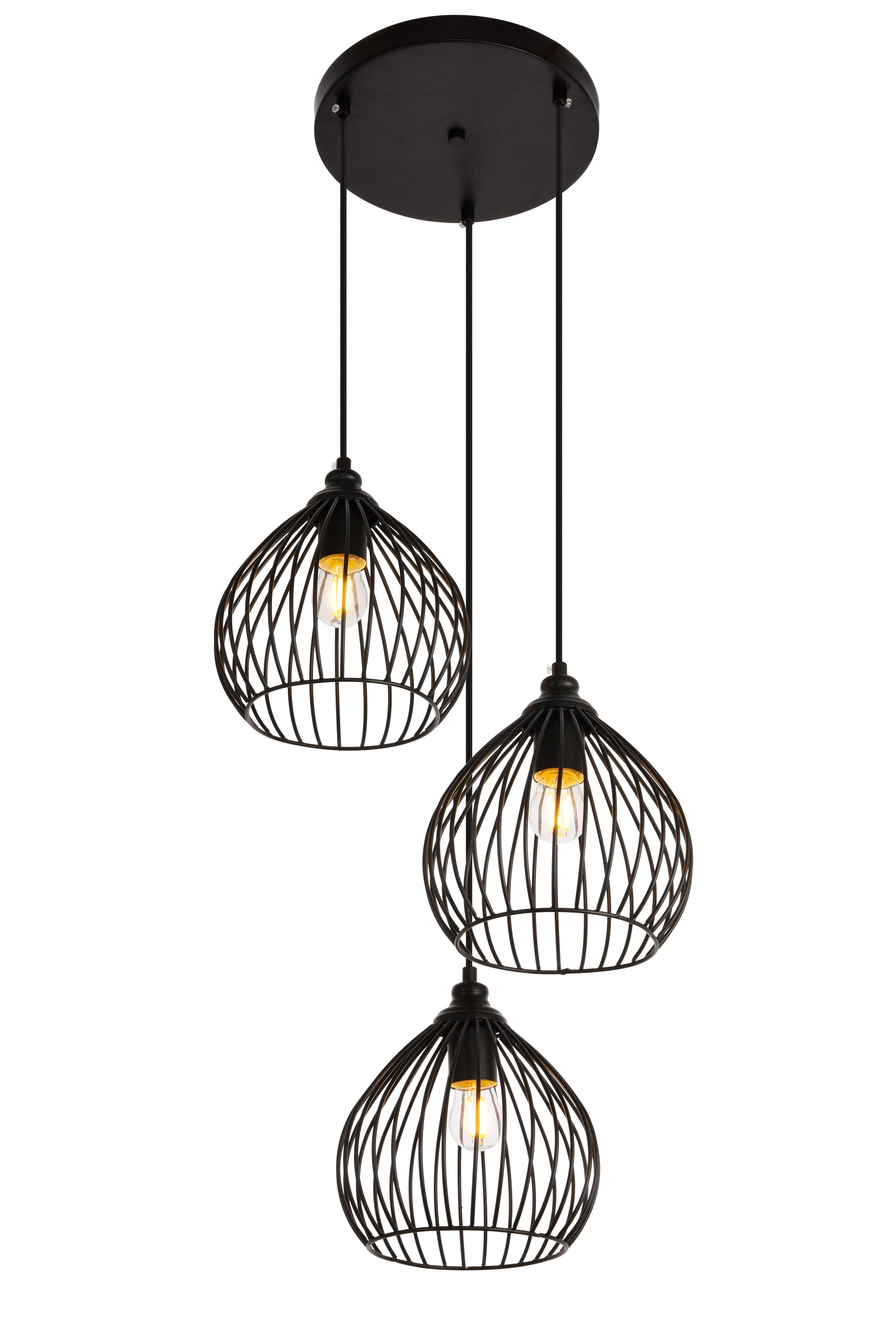 Living District Sayer Collection Pendant D16.0 H23.1 Lt:3 Black Finish, , large