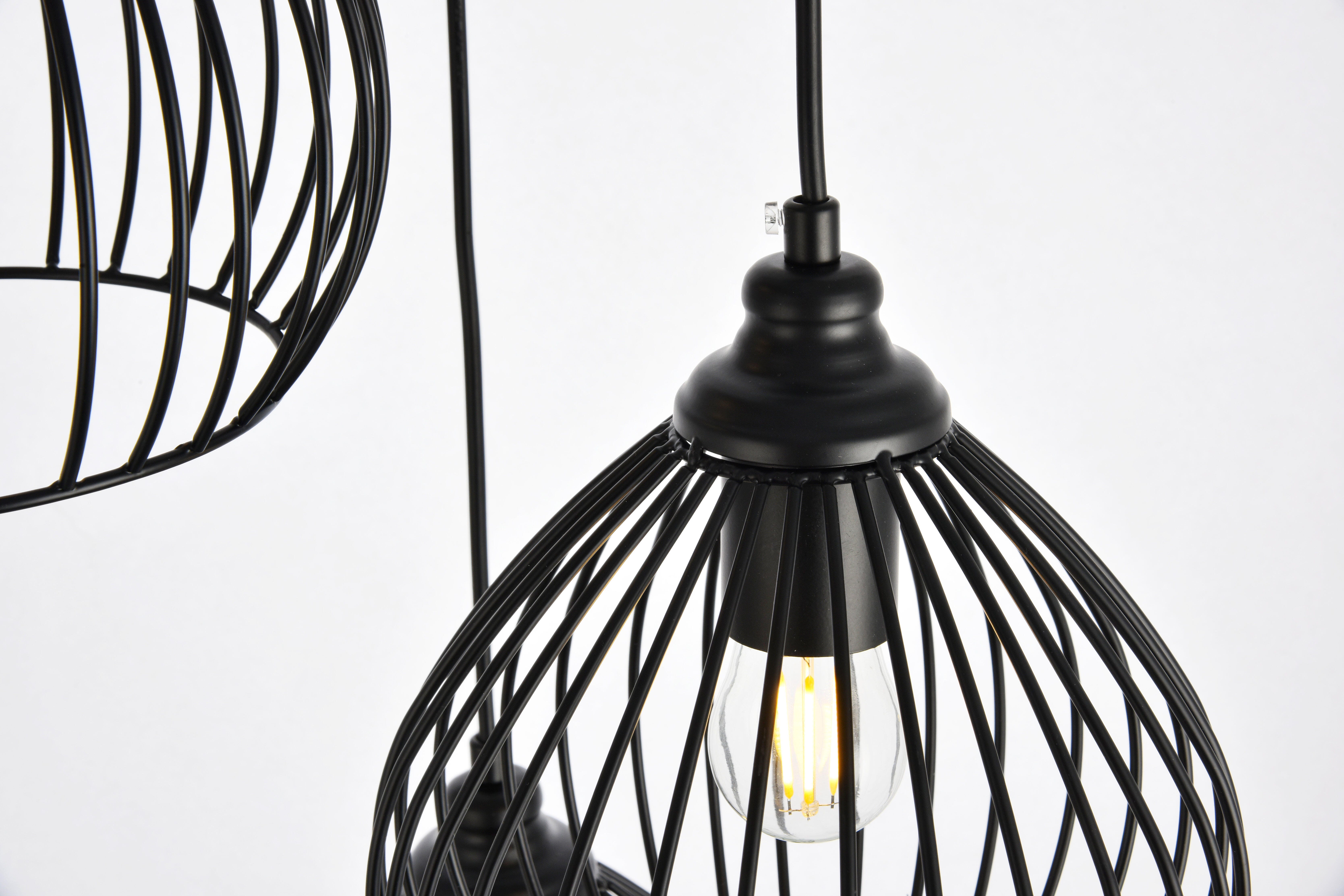 Living District Sayer Collection Pendant D16.0 H23.1 Lt:3 Black Finish, , large