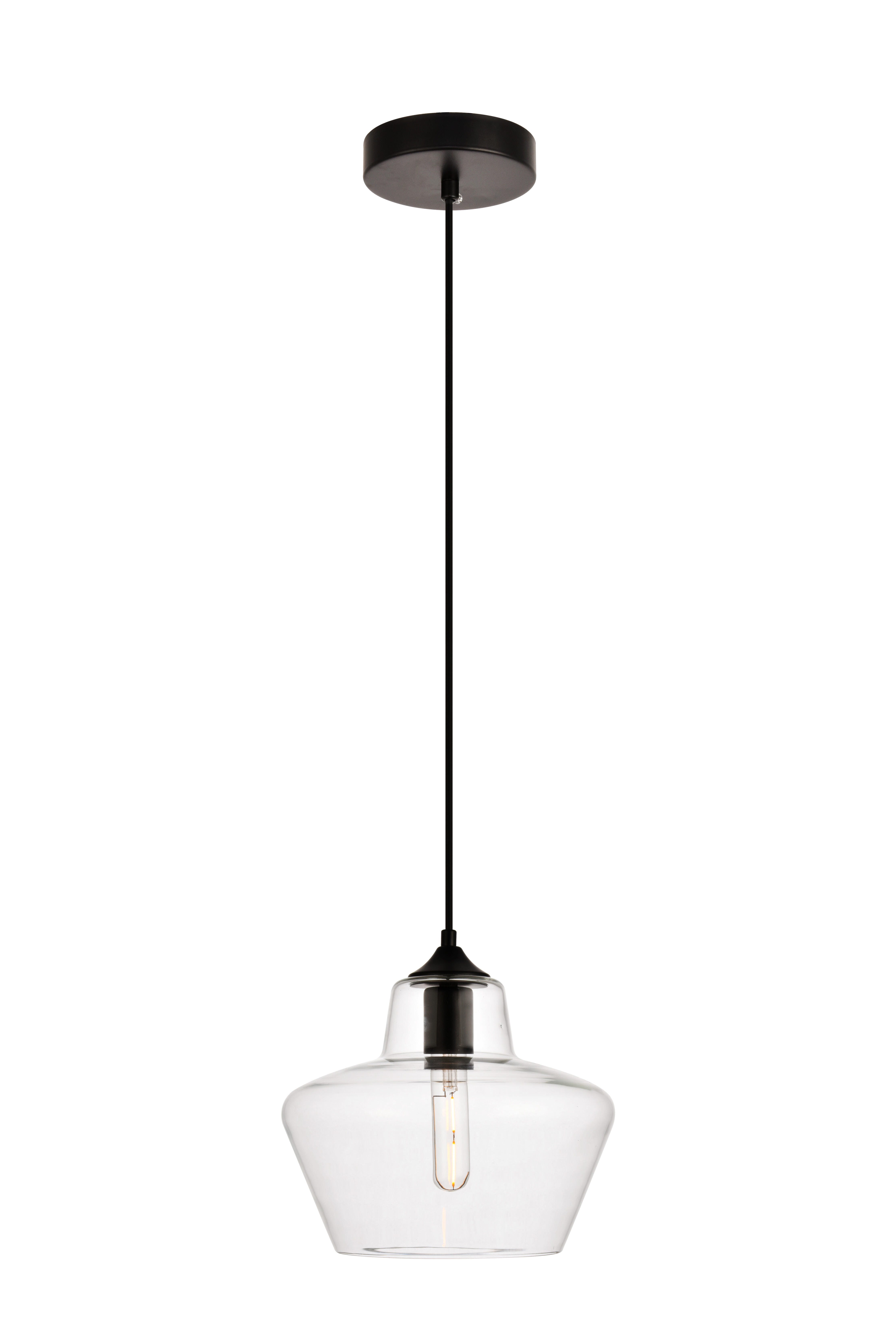 Living District Placido Collection Pendant D9.8 H9.3 Lt:1 Black And Clear Finish, , large