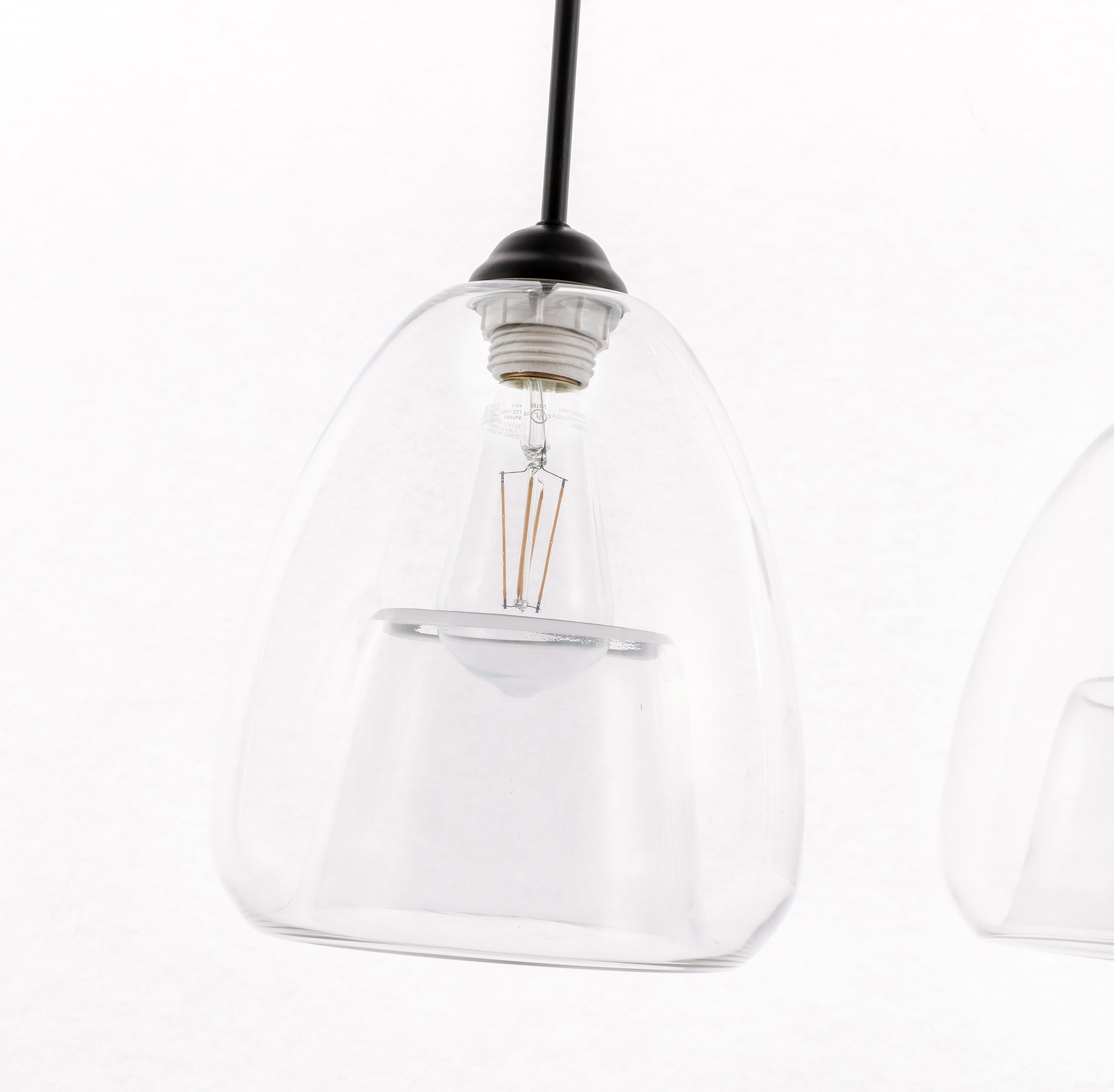 Living District Kason 3 Light Black And Clear Glass Pendant, , large