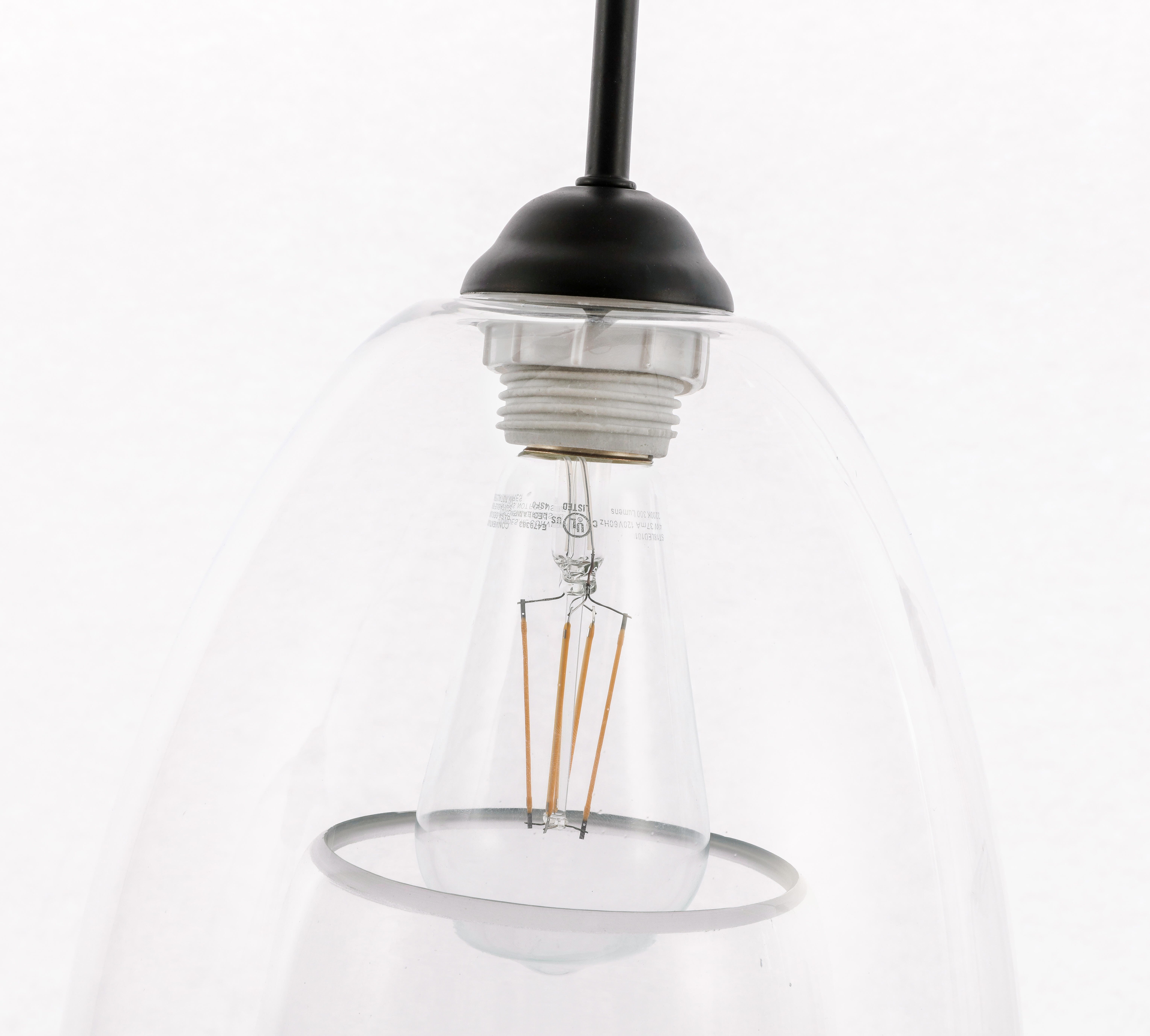 Living District Kason 3 Light Black And Clear Glass Pendant, , large