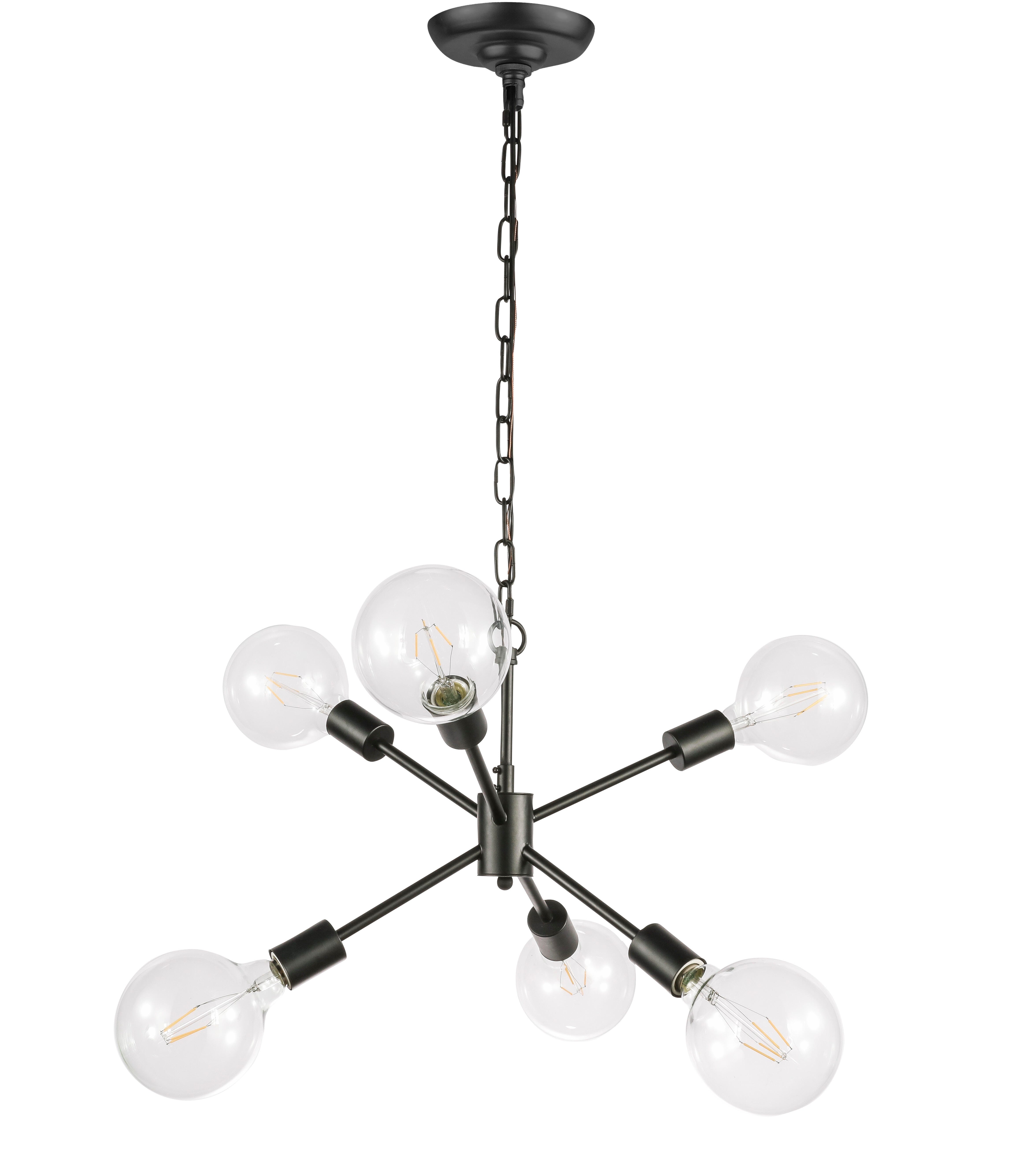 Living District Nolan 6 Light Black Pendant, Black, large