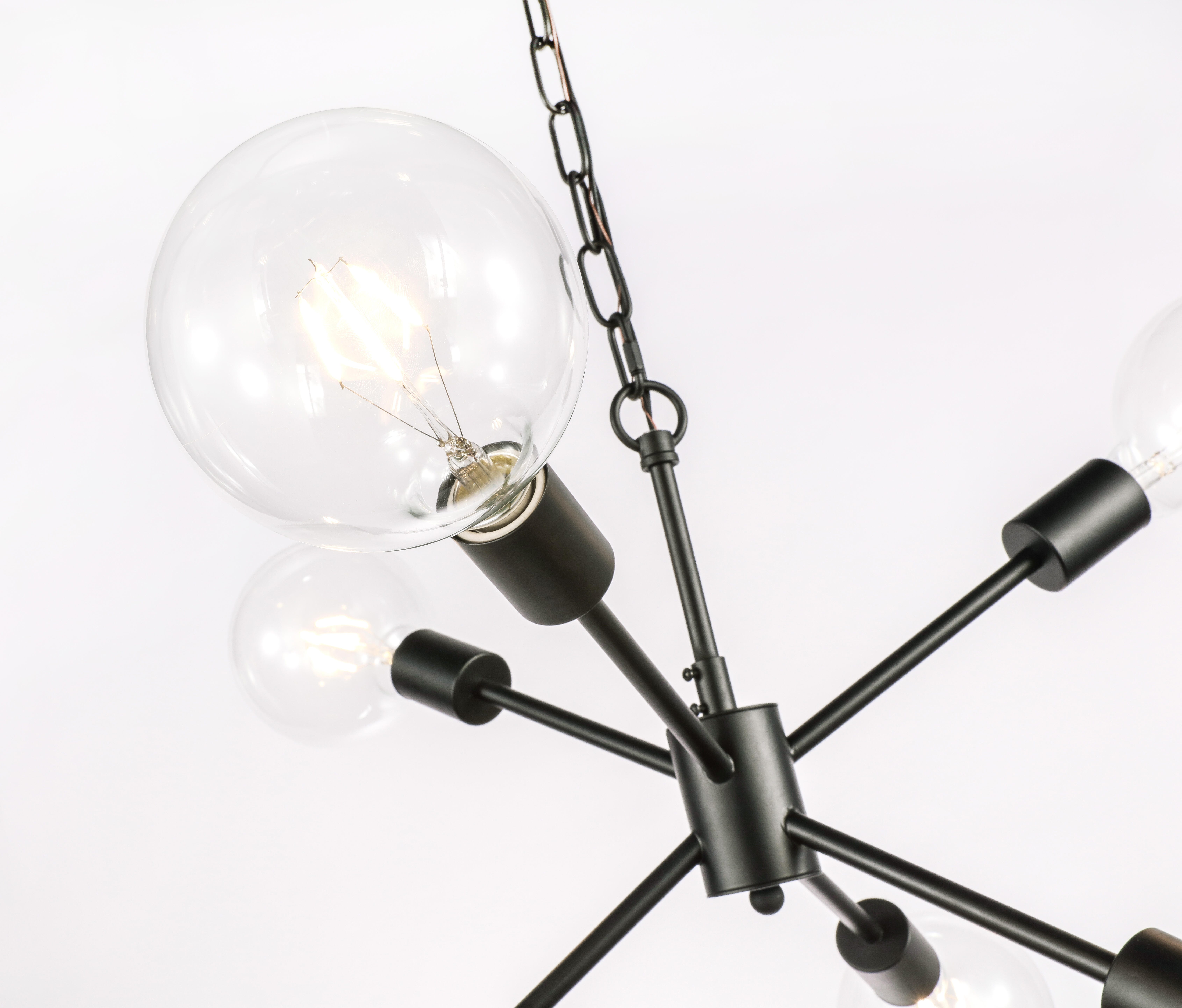 Living District Nolan 6 Light Black Pendant, Black, large