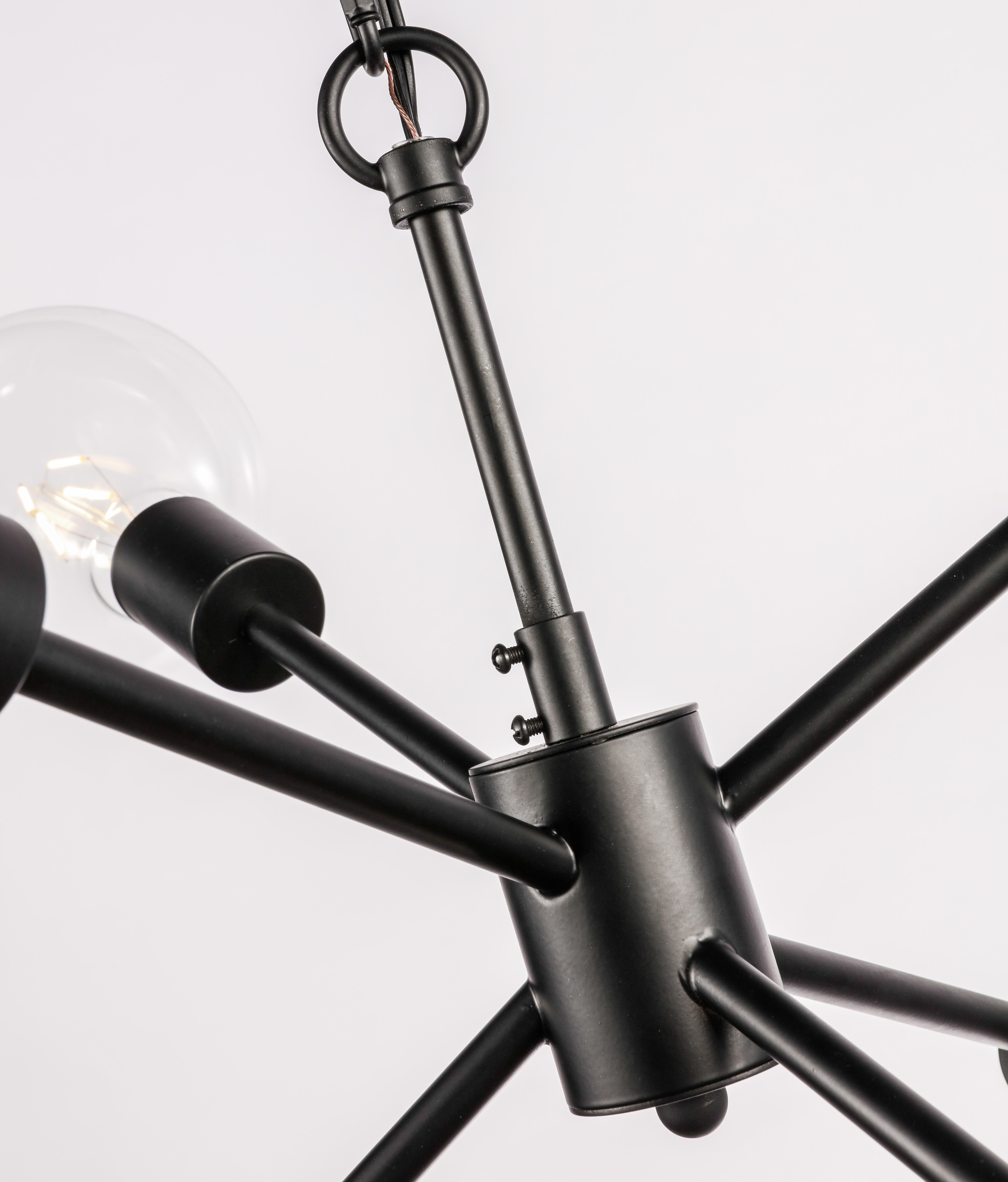 Living District Nolan 6 Light Black Pendant, Black, large
