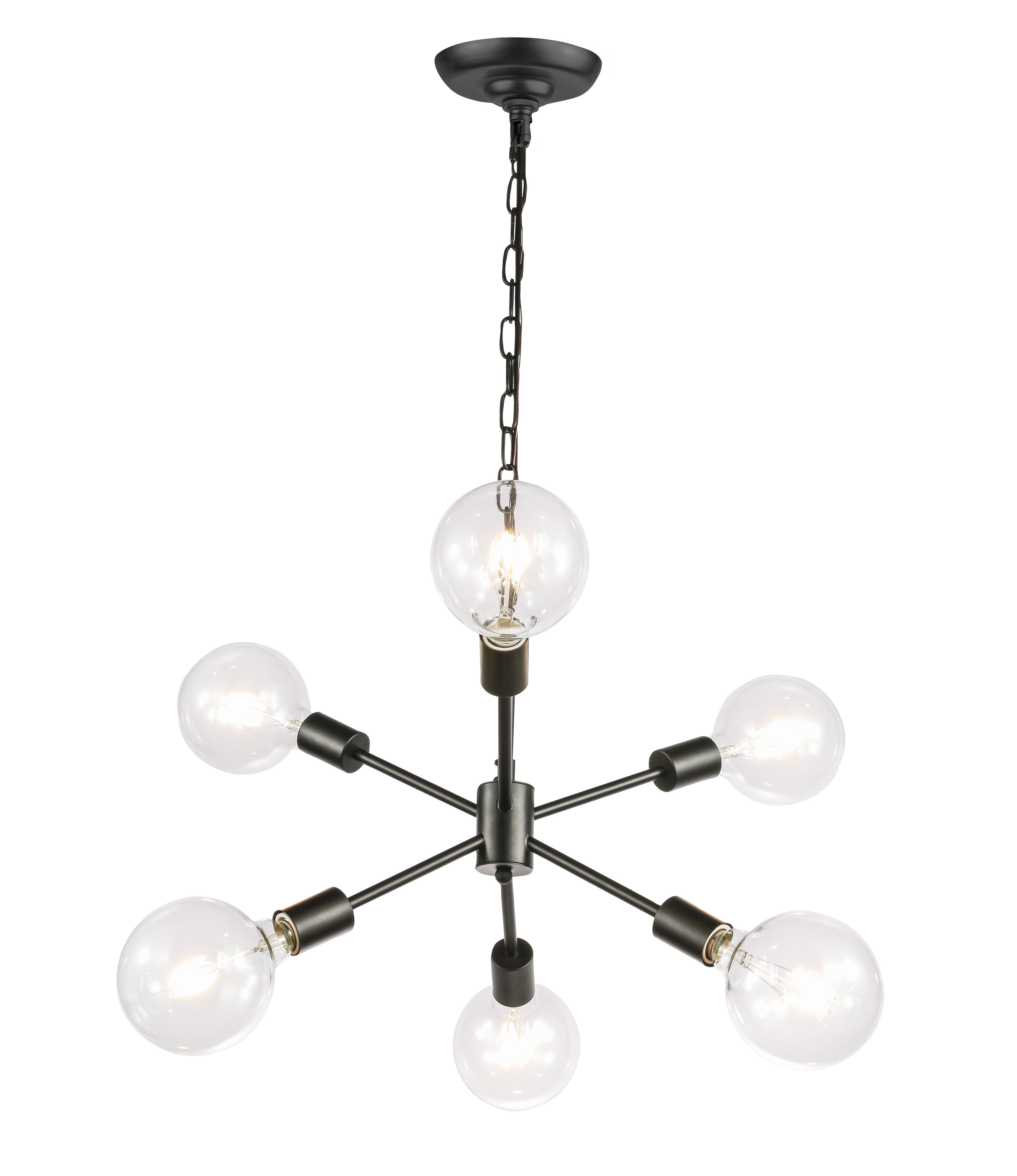 Living District Nolan 6 Light Black Pendant, Black, large