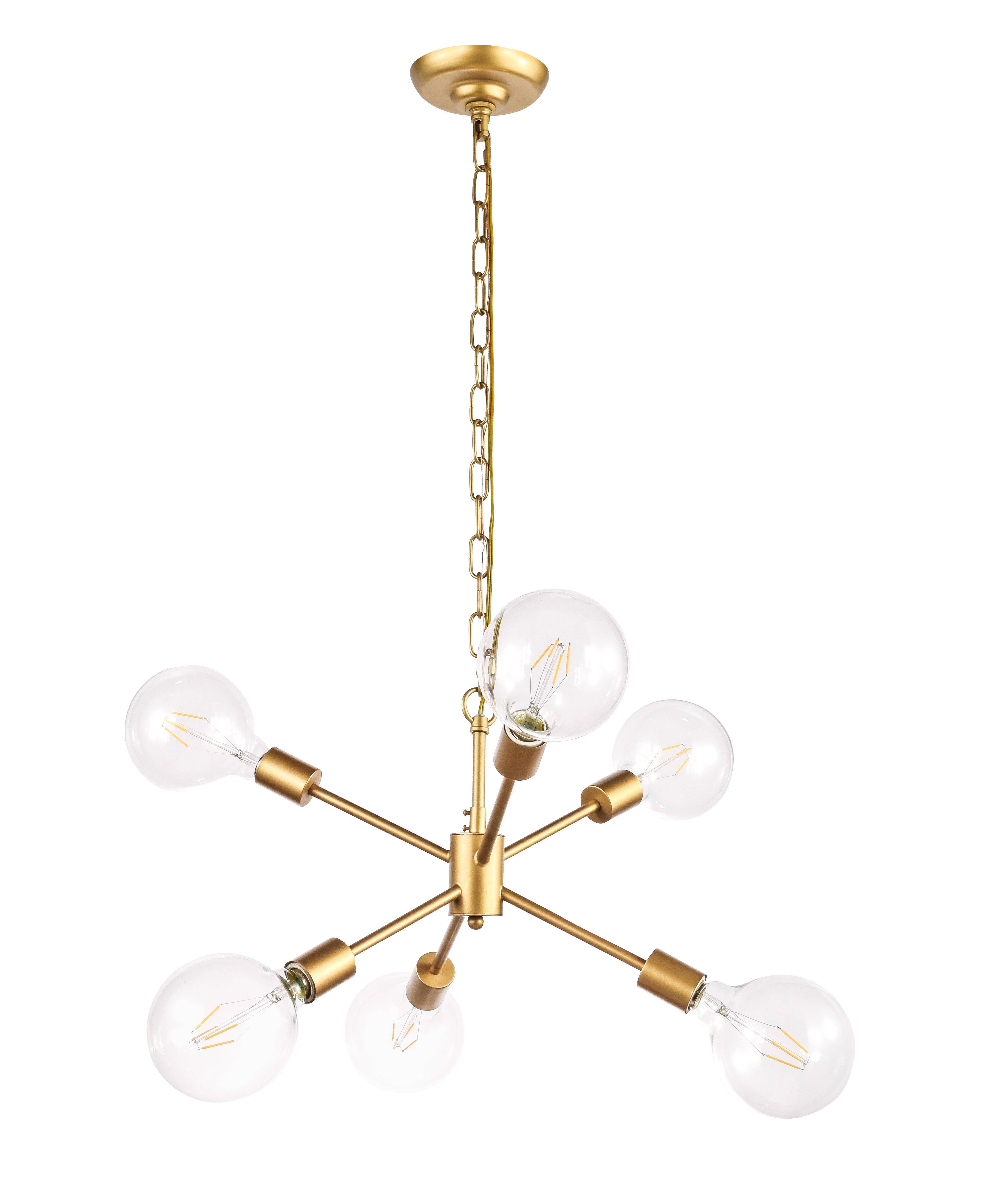 Living District Nolan 6 Light Brass Pendant, Brass, large