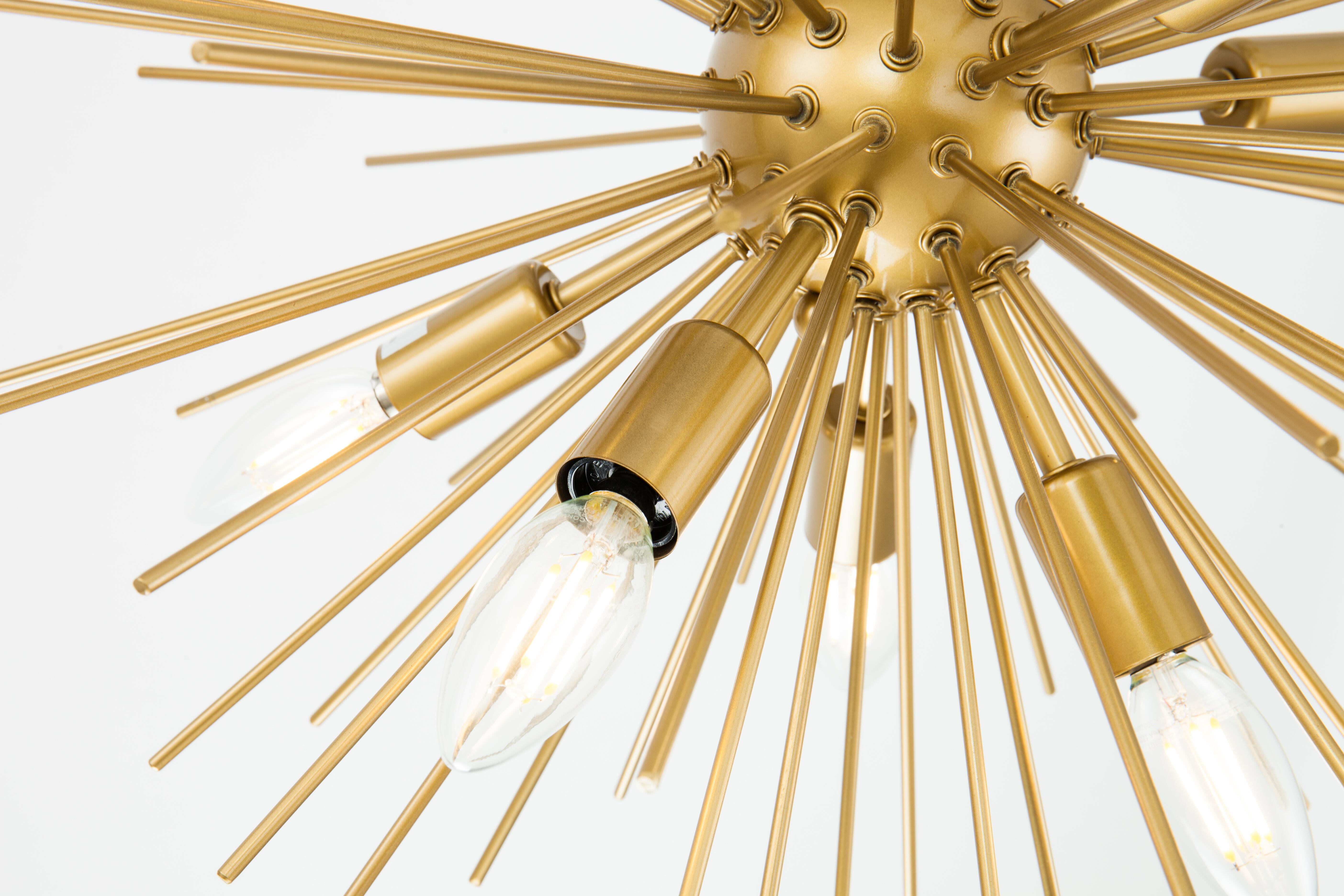 Living District Timber 8 Light Brass Pendant, Brass, large