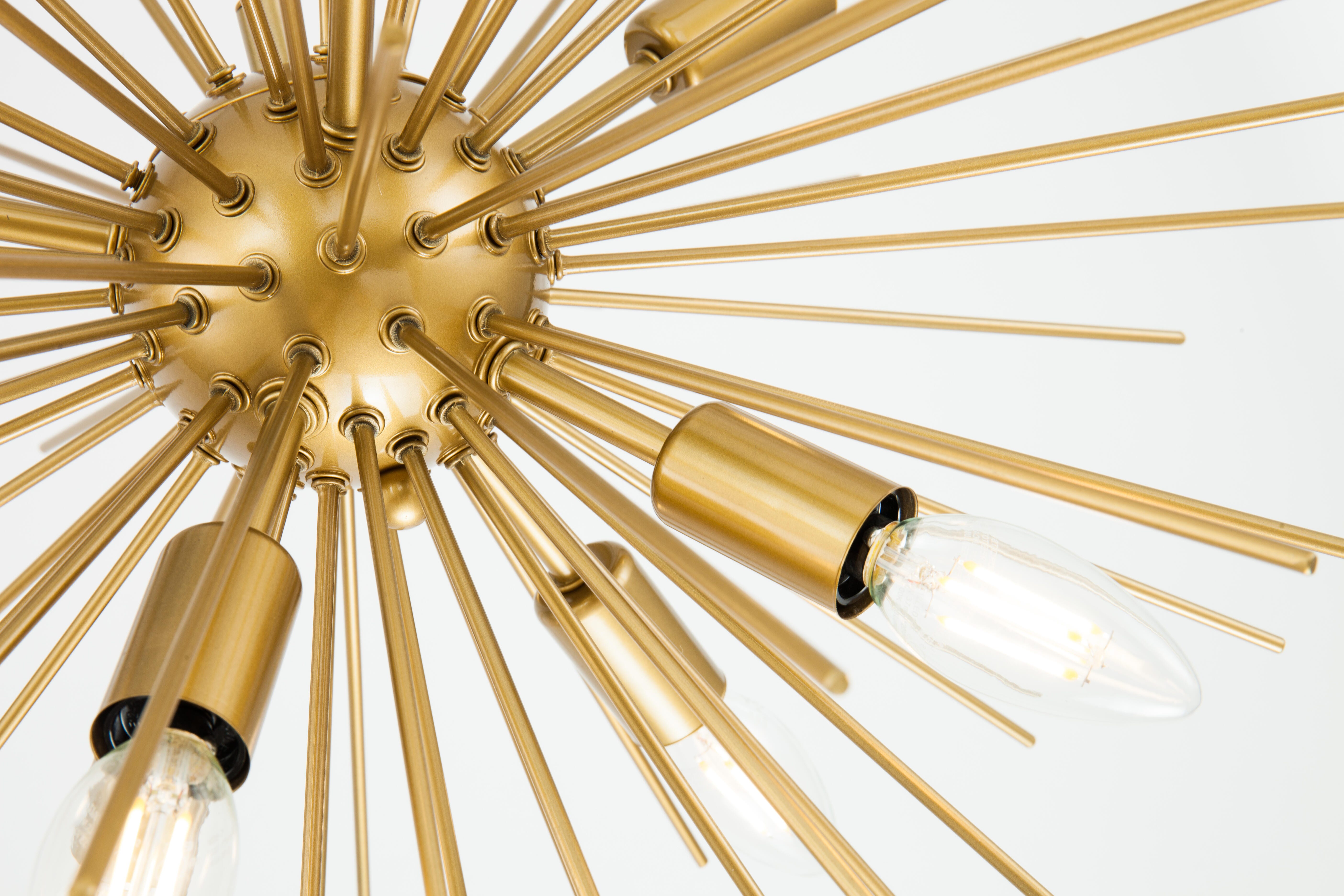 Living District Timber 8 Light Brass Pendant, Brass, large