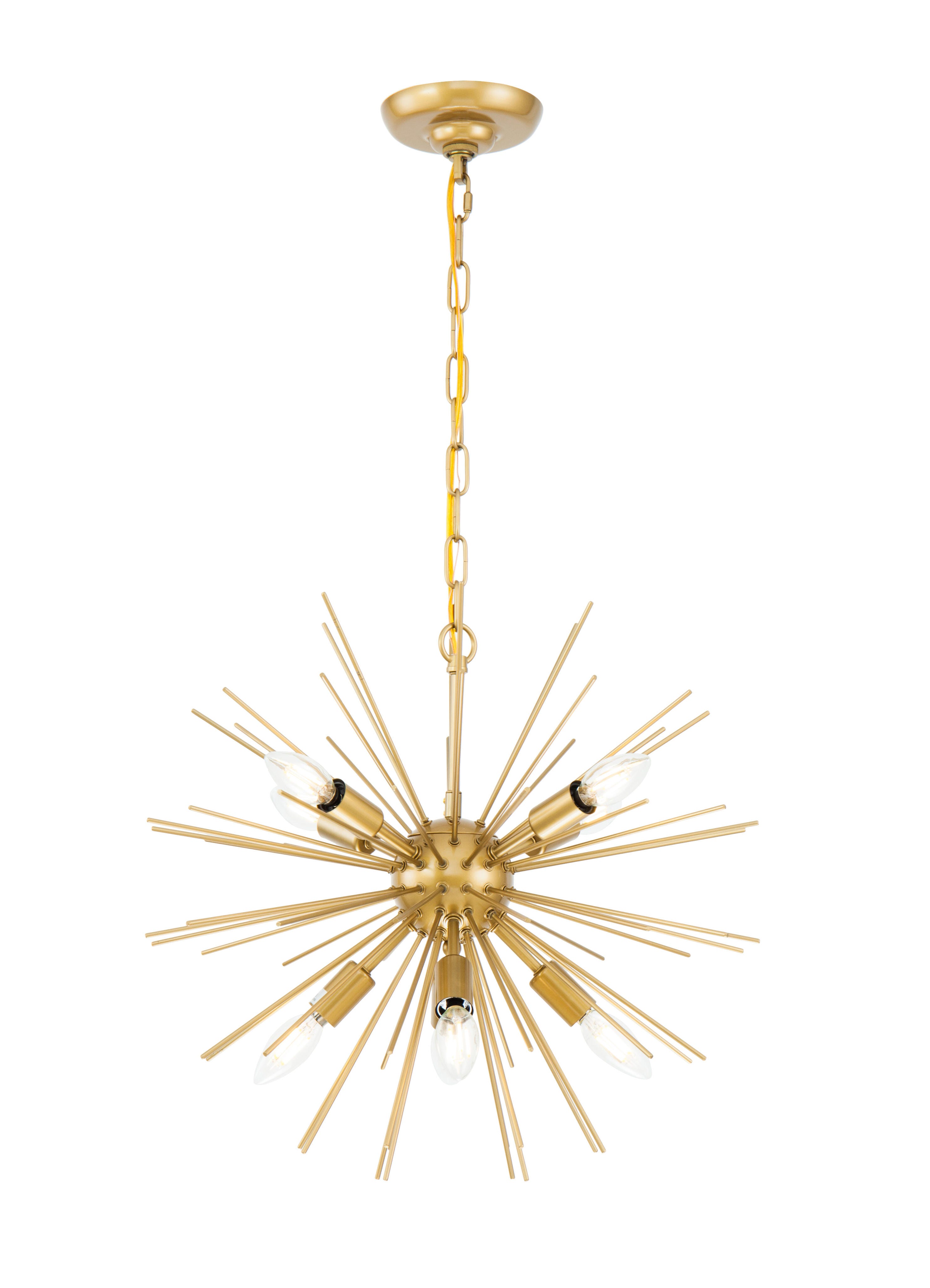 Living District Timber 8 Light Brass Pendant, Brass, large