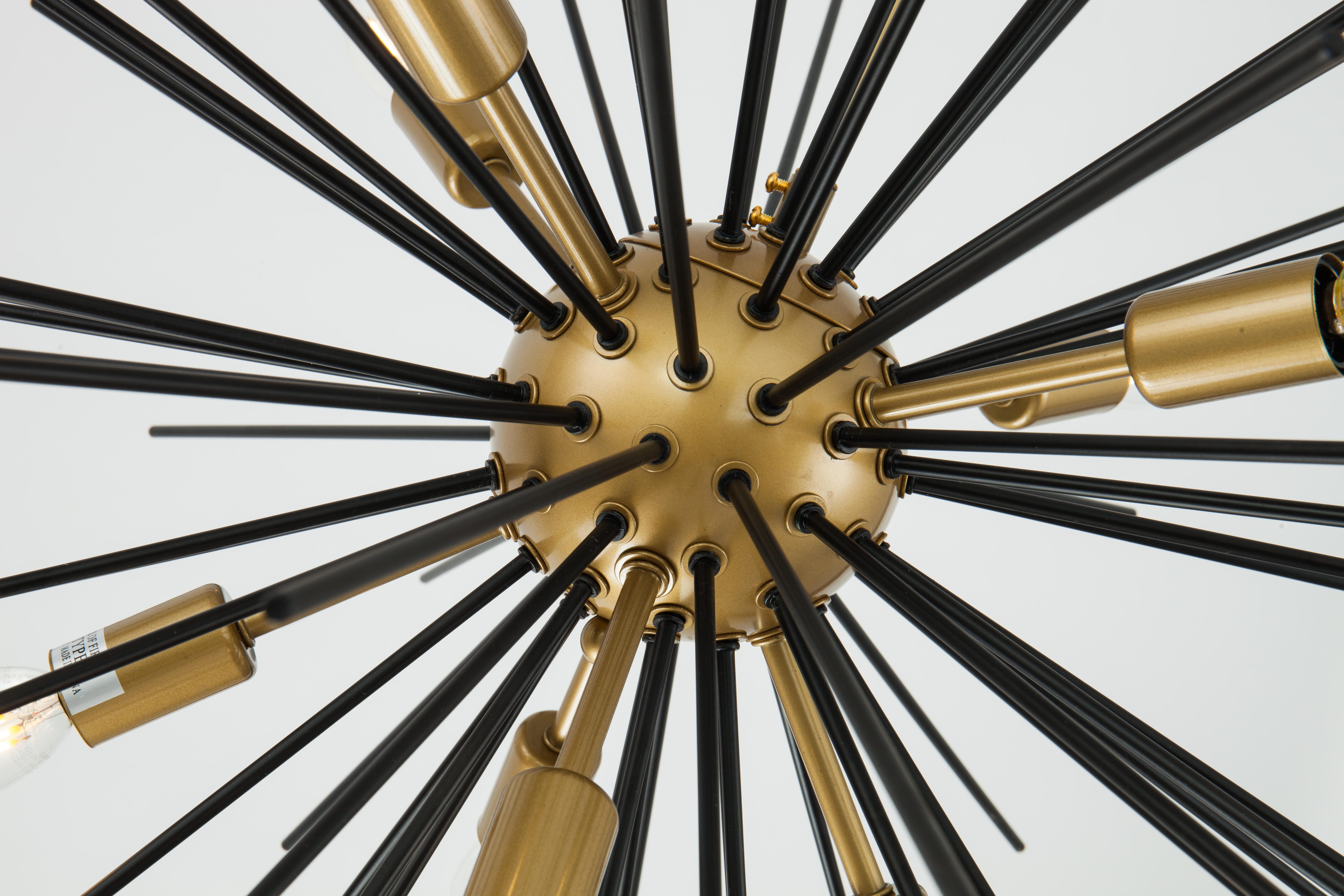 Living District Timber 8 Light Brass And Black Pendant, Brass/Black, large