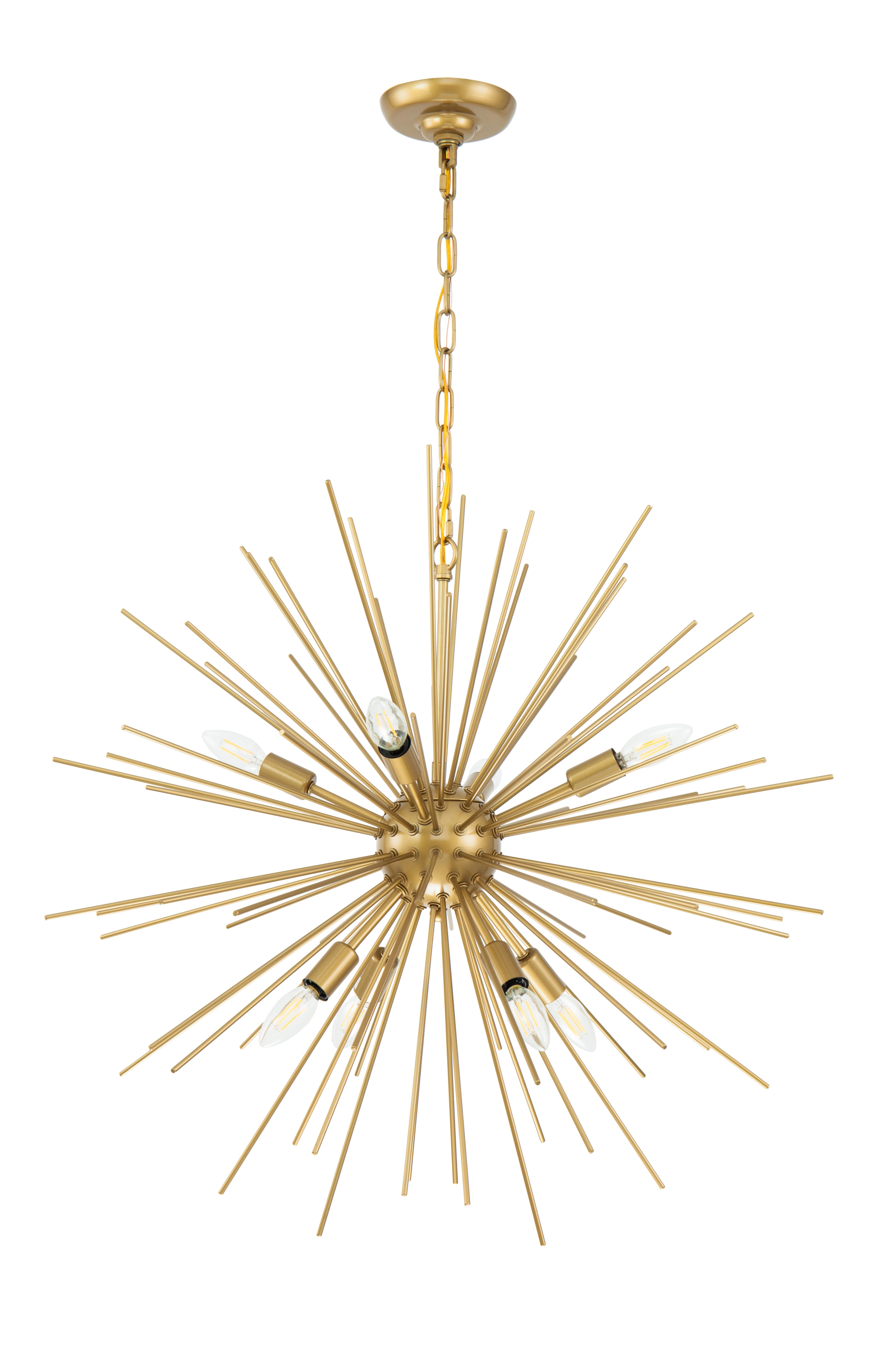 Living District Timber 8 Light Brass Pendant, Brass, large
