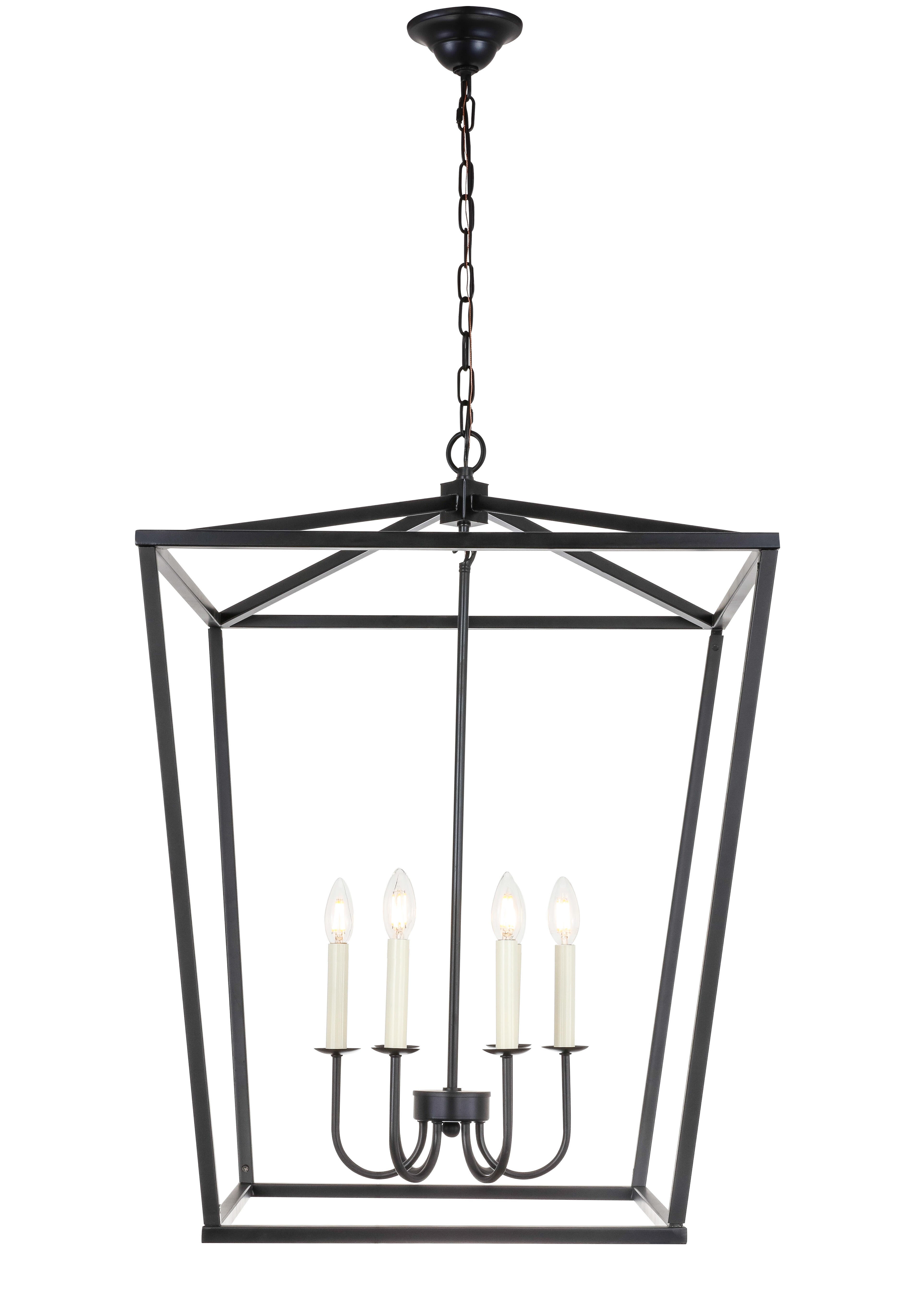 Living District Maddox 6 Light Black Chandelier, Black, large