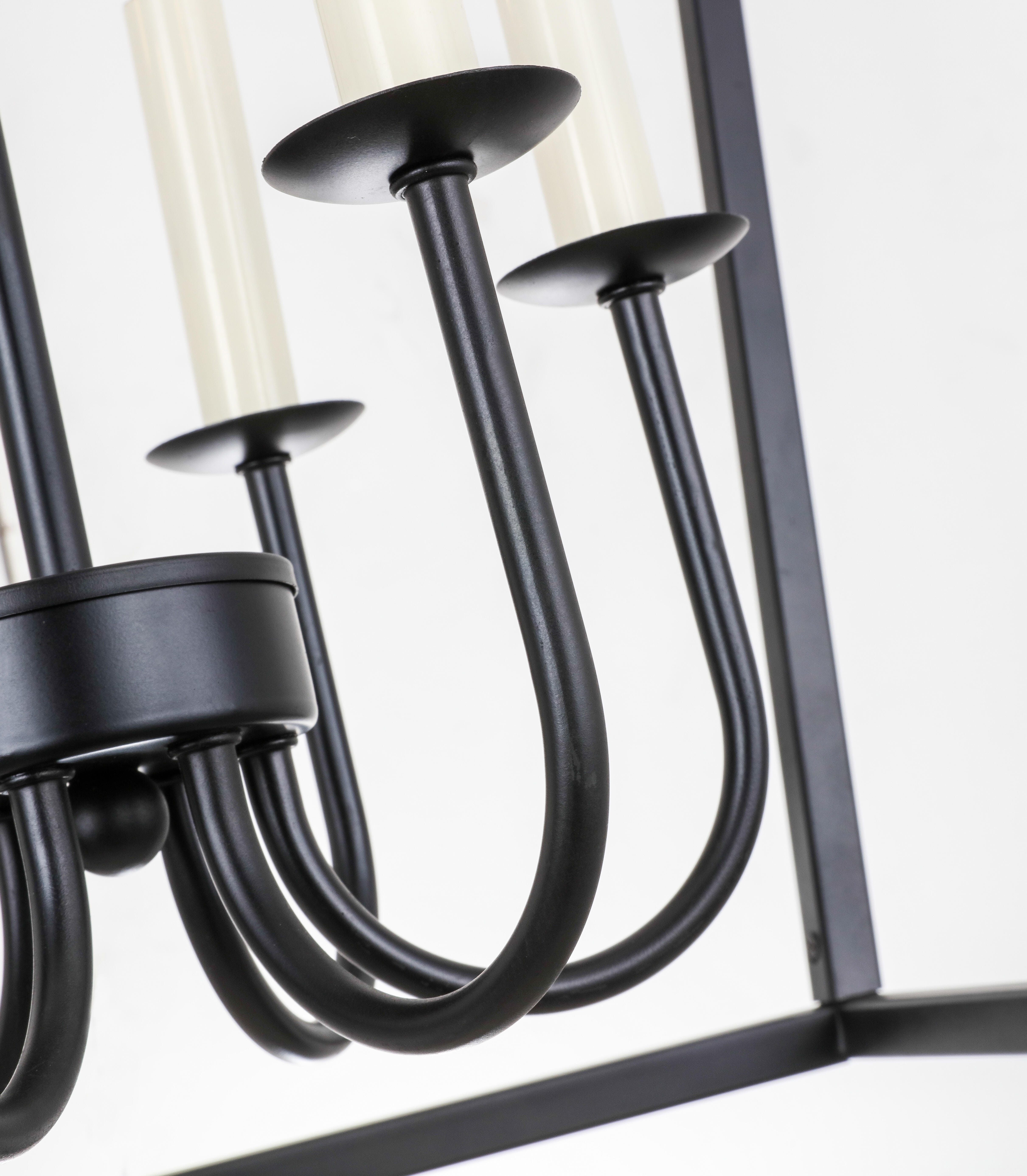 Living District Maddox 6 Light Black Chandelier, Black, large