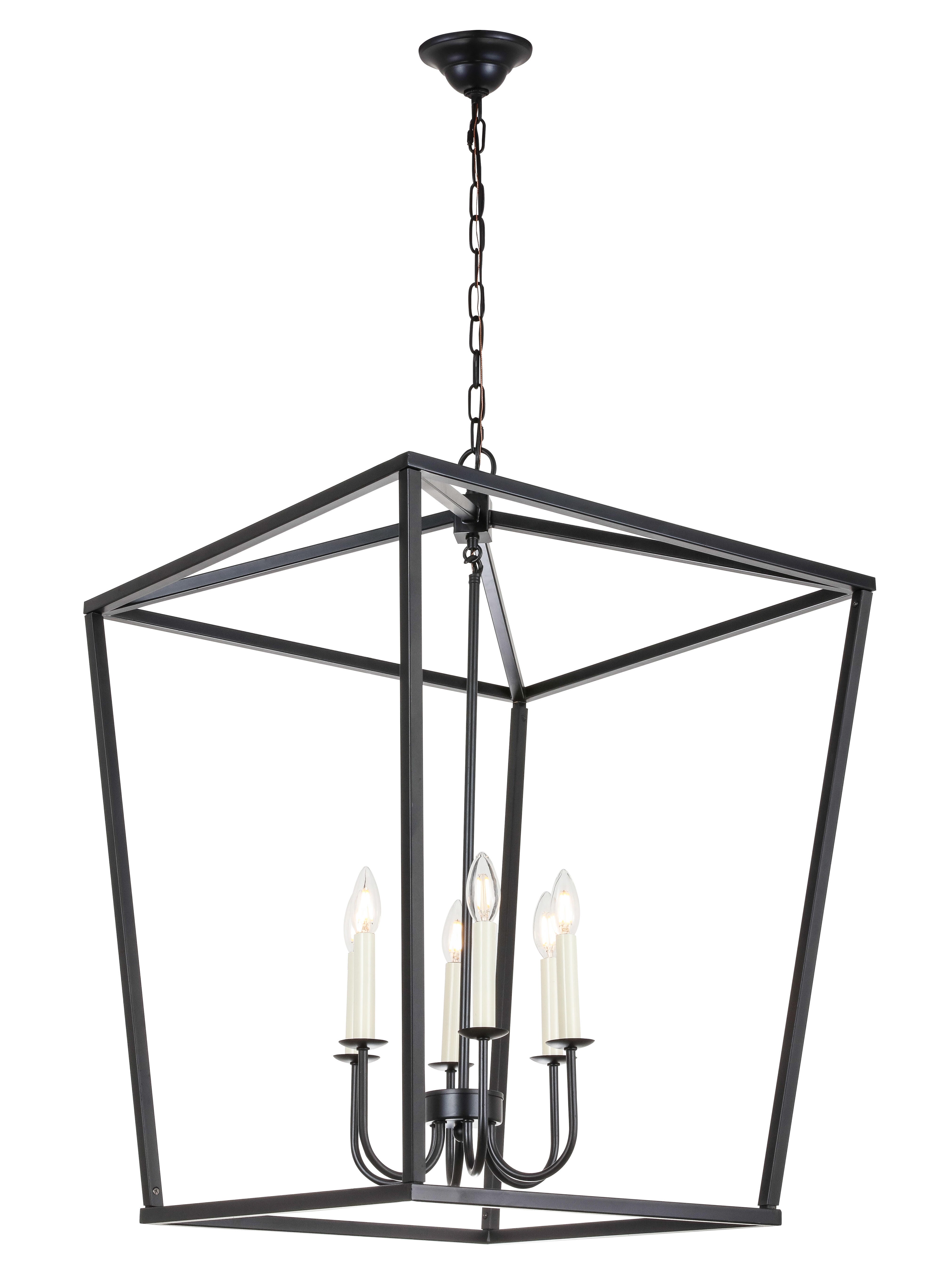 Living District Maddox 6 Light Black Chandelier, Black, large