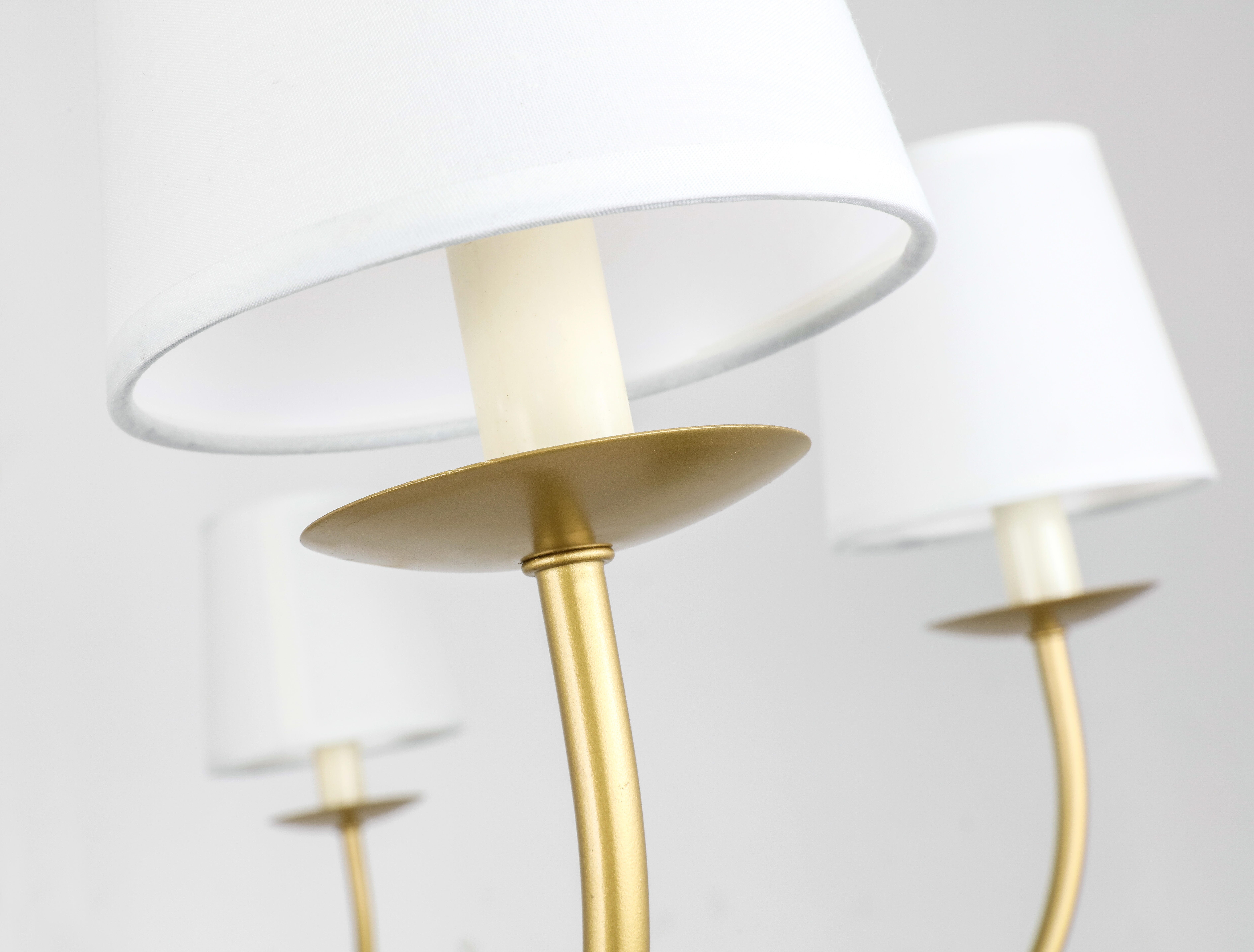 Living District Eclipse 6 Light Brass And White Shade Chandelier, Brass/White, large