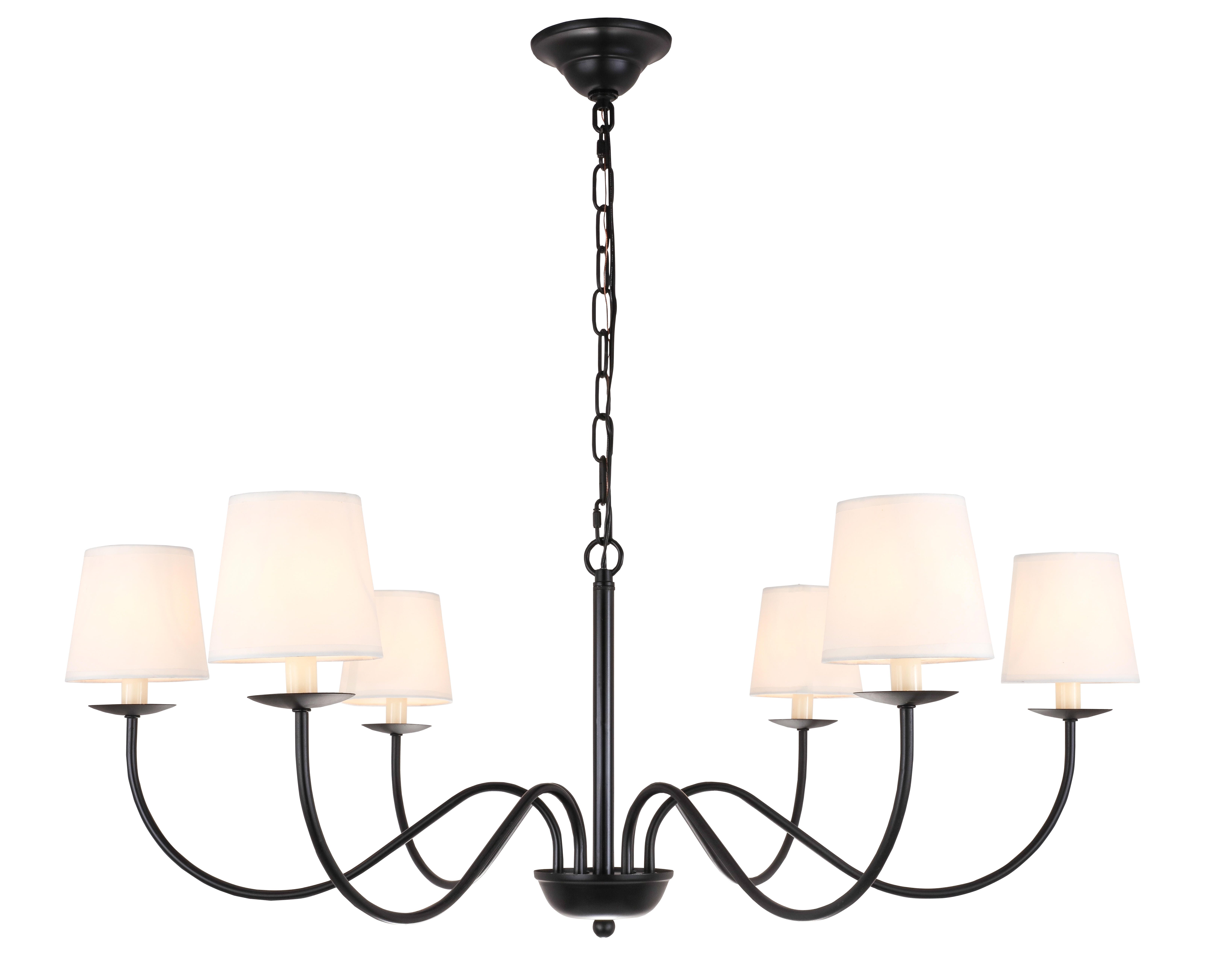 Living District Eclipse 6 Light Black And White Shade Chandelier, Black/White, large