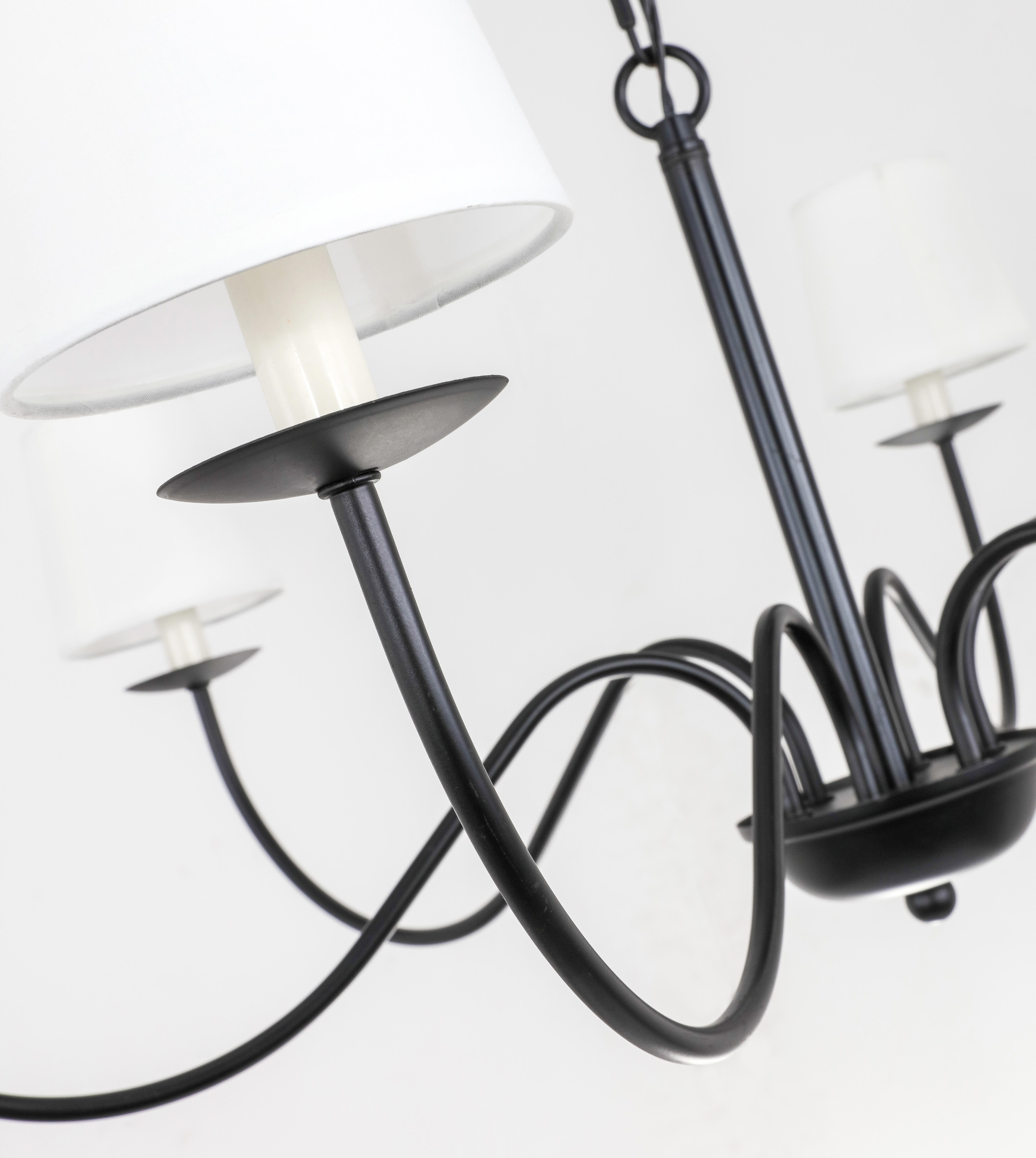 Living District Eclipse 6 Light Black And White Shade Chandelier, Black/White, large