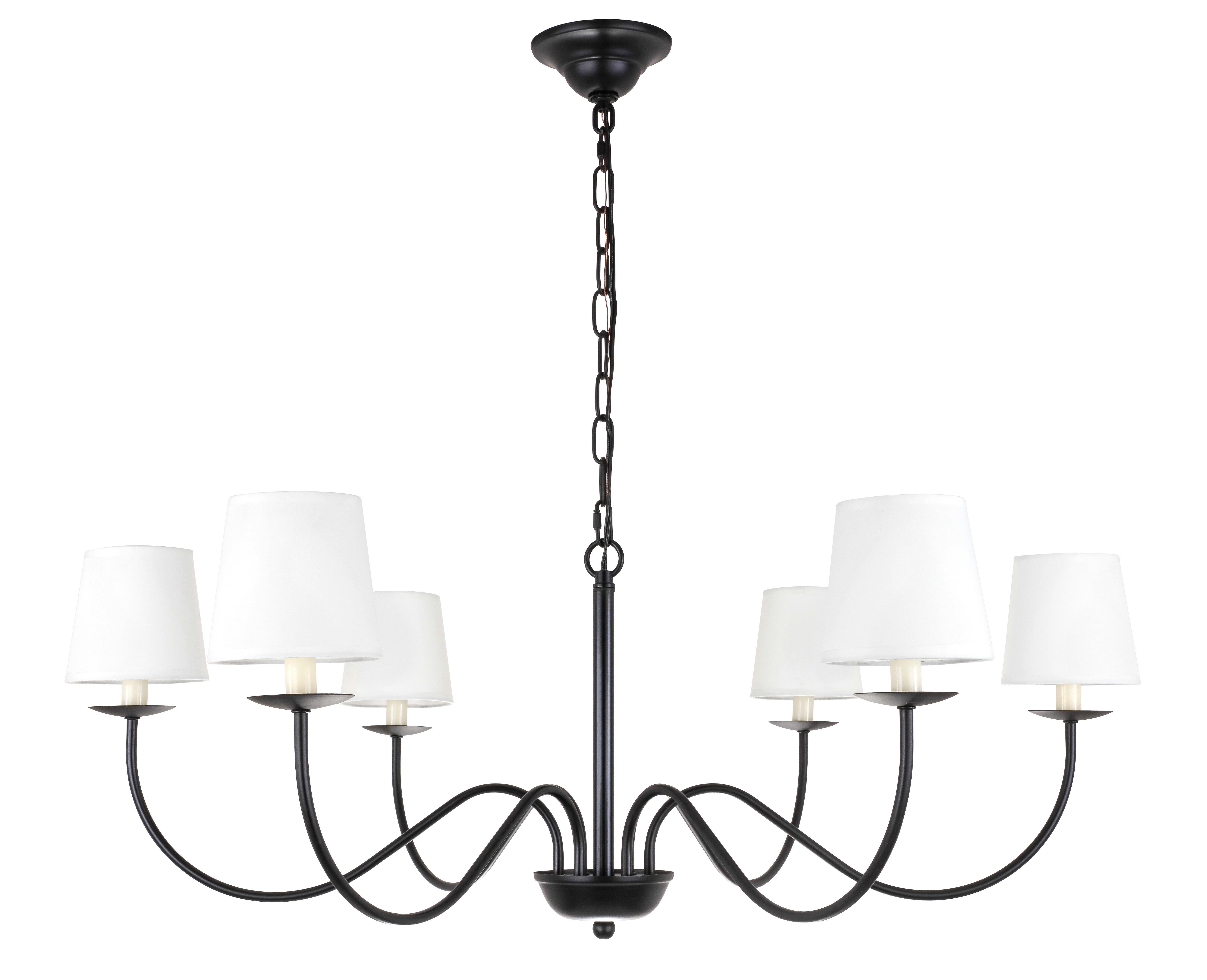 Living District Eclipse 6 Light Black And White Shade Chandelier, Black/White, large