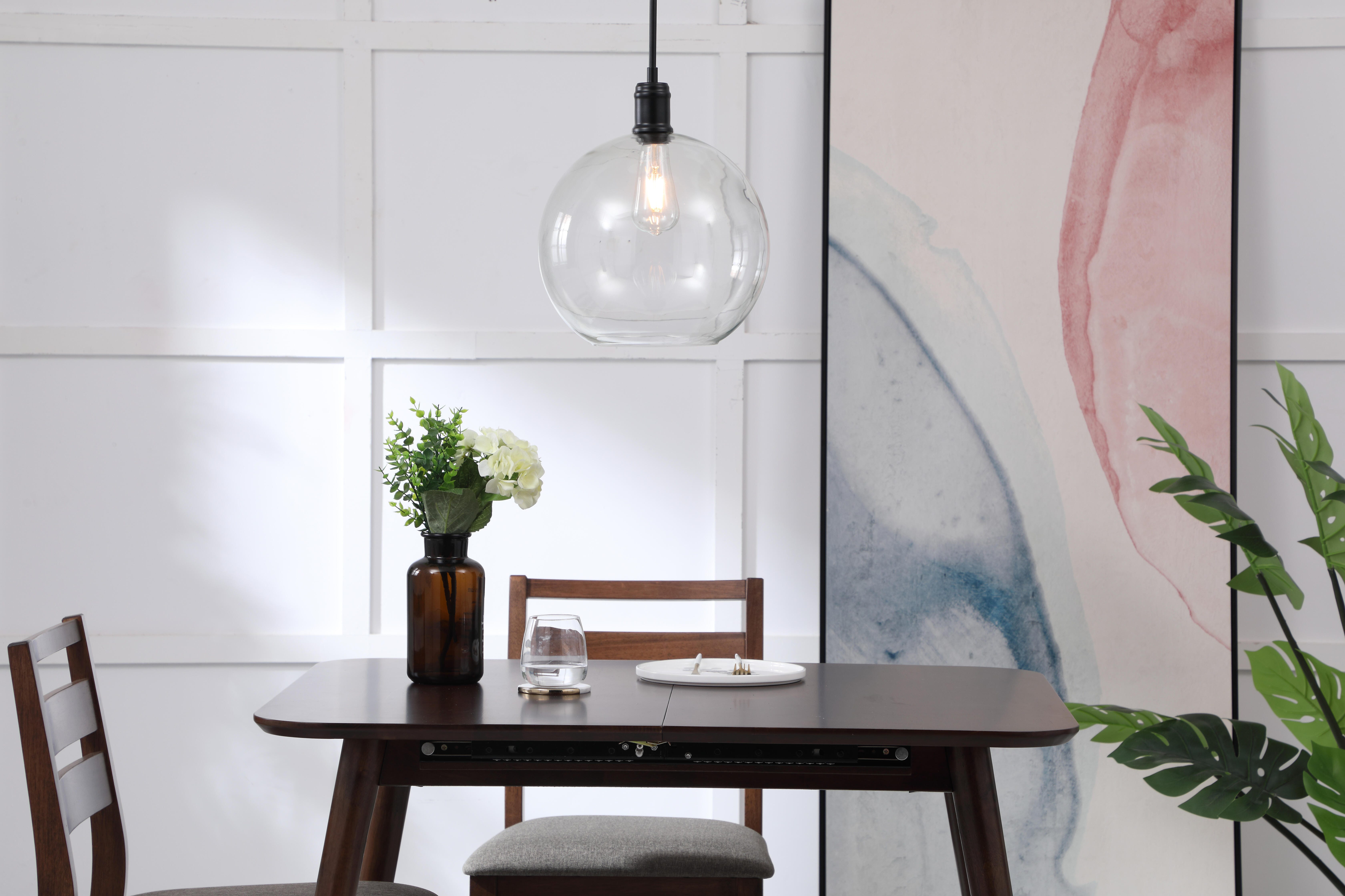 Living District Emett 1 Light Black And Clear Glass Pendant, Black/Clear, rollover