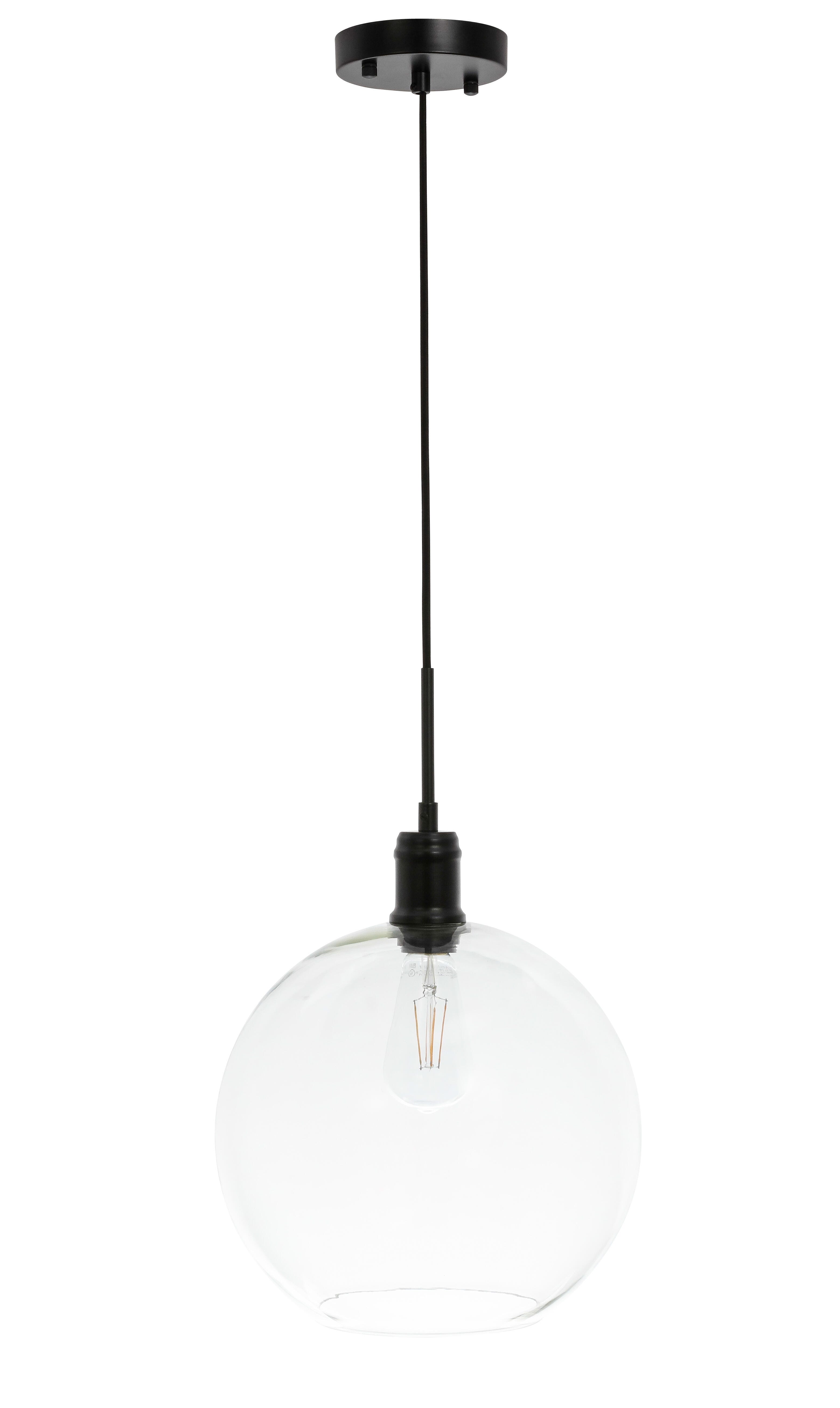 Living District Emett 1 Light Black And Clear Glass Pendant, Black/Clear, large