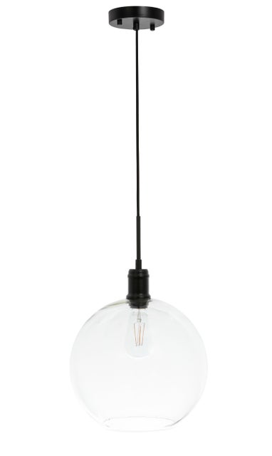 Living District Emett 1 Light Black And Clear Glass Pendant, Black/Clear