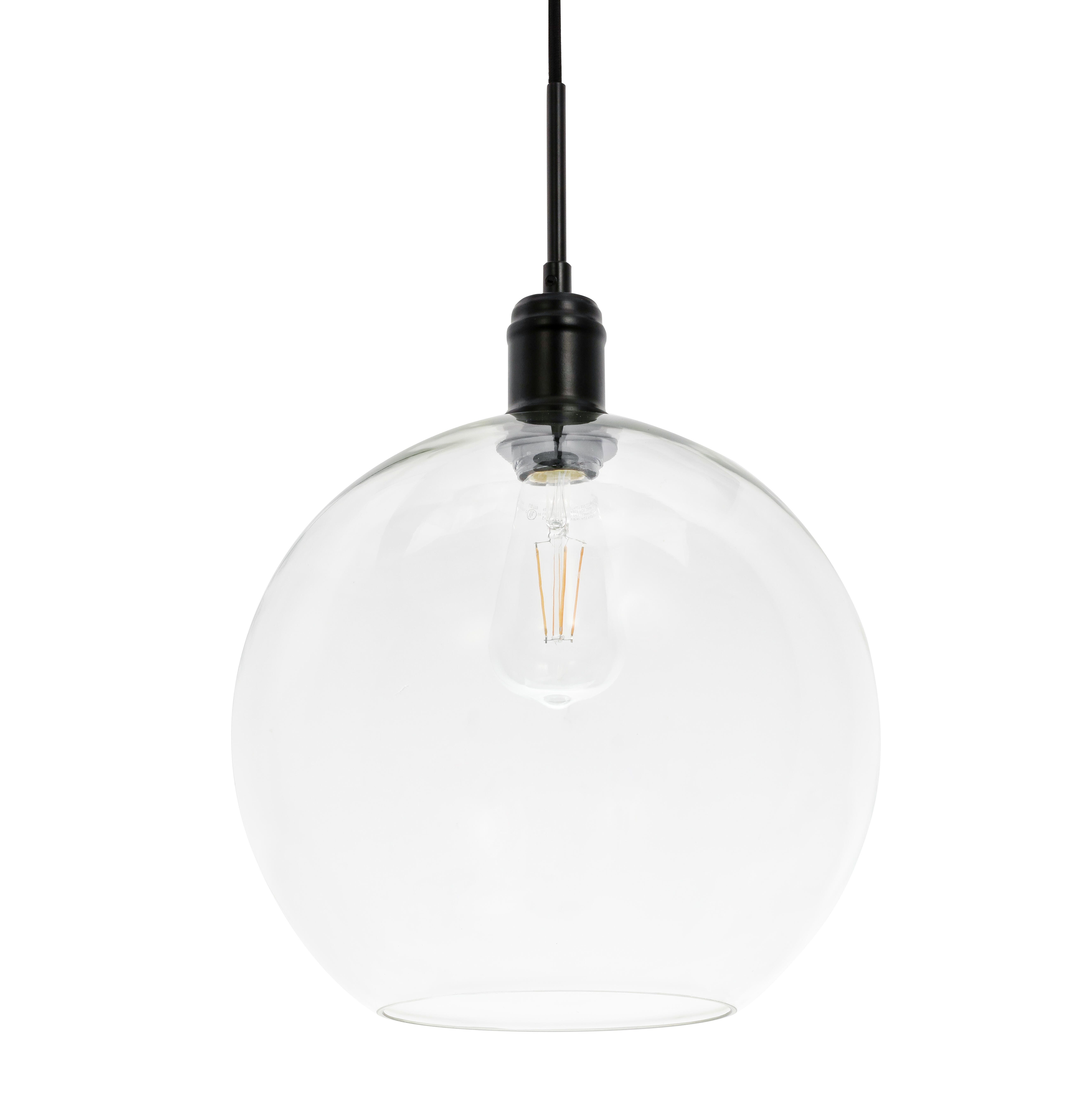 Living District Emett 1 Light Black And Clear Glass Pendant, Black/Clear, large
