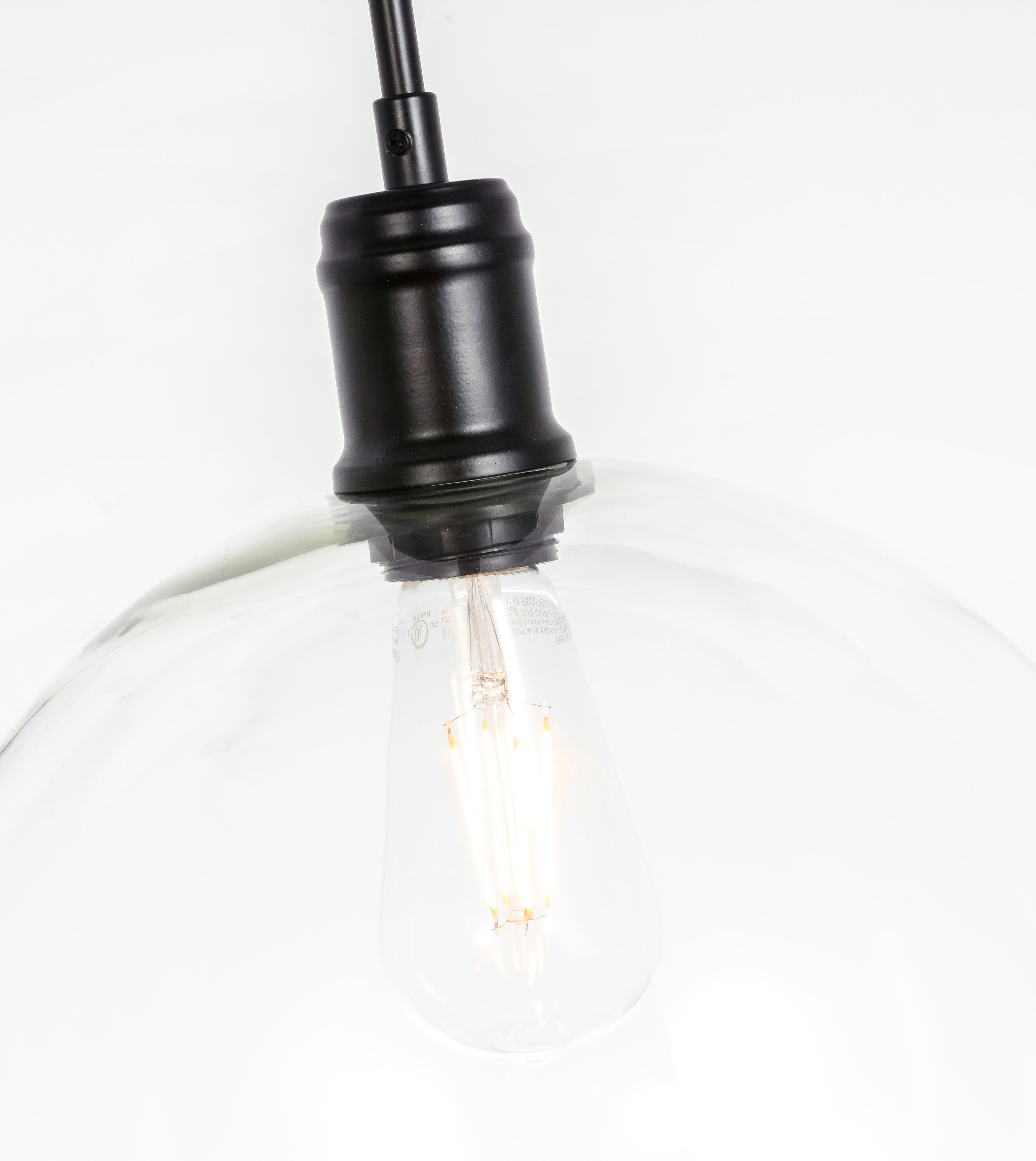 Living District Emett 1 Light Black And Clear Glass Pendant, Black/Clear, large